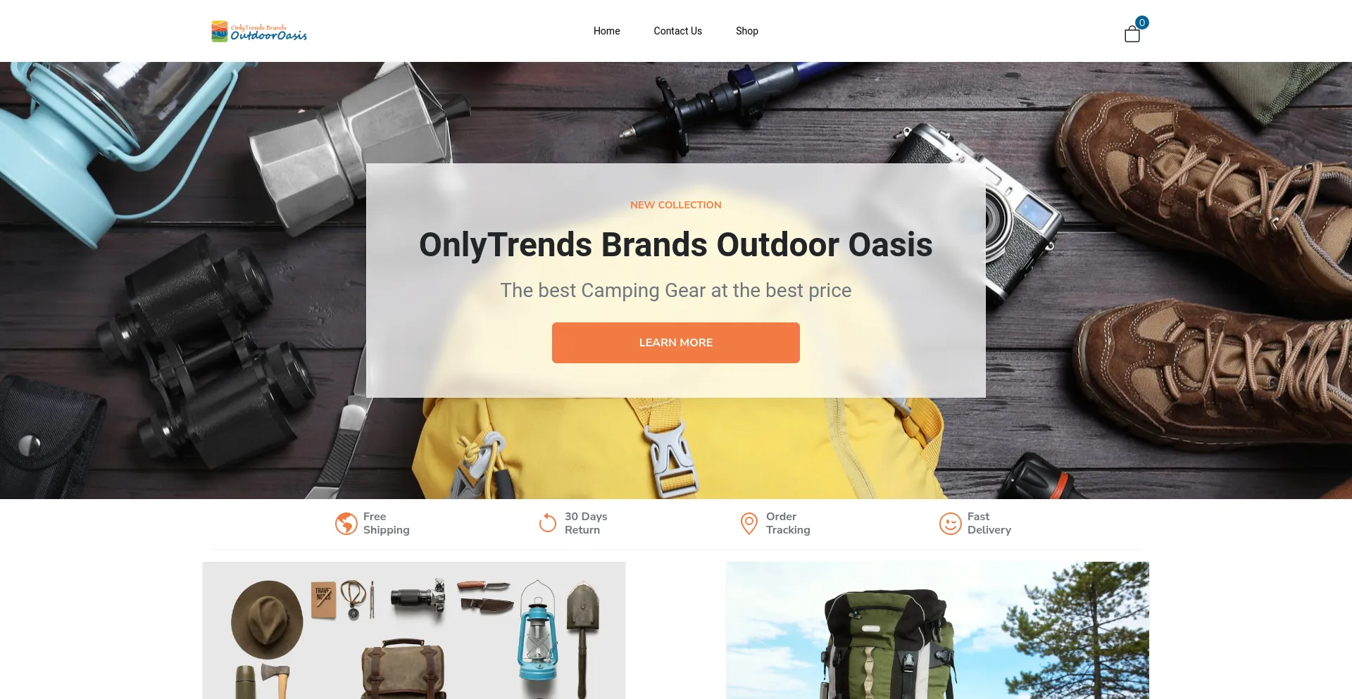 Screenshot of onlytrendsoutdooroasis.com homepage