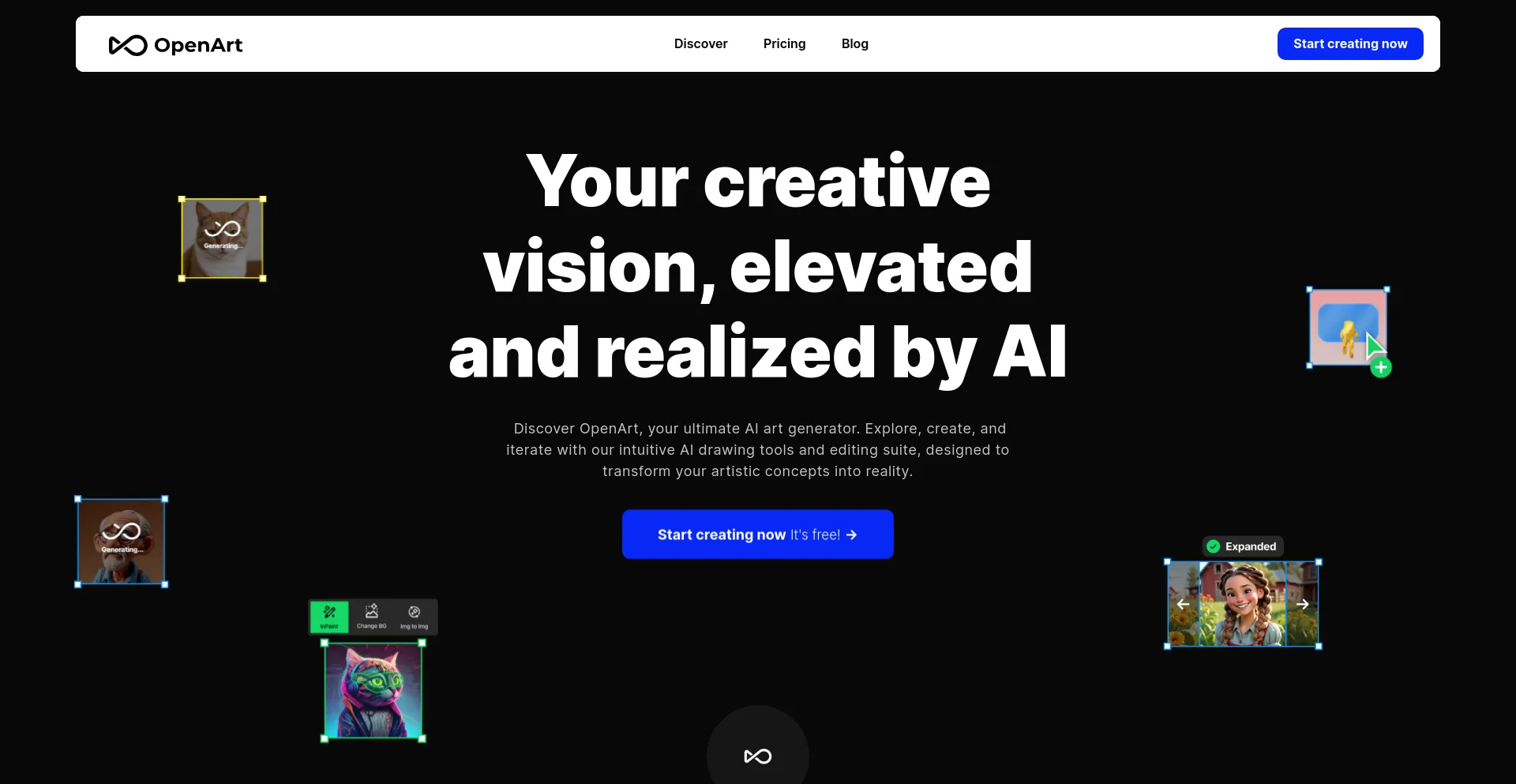 Screenshot of openart.ai homepage