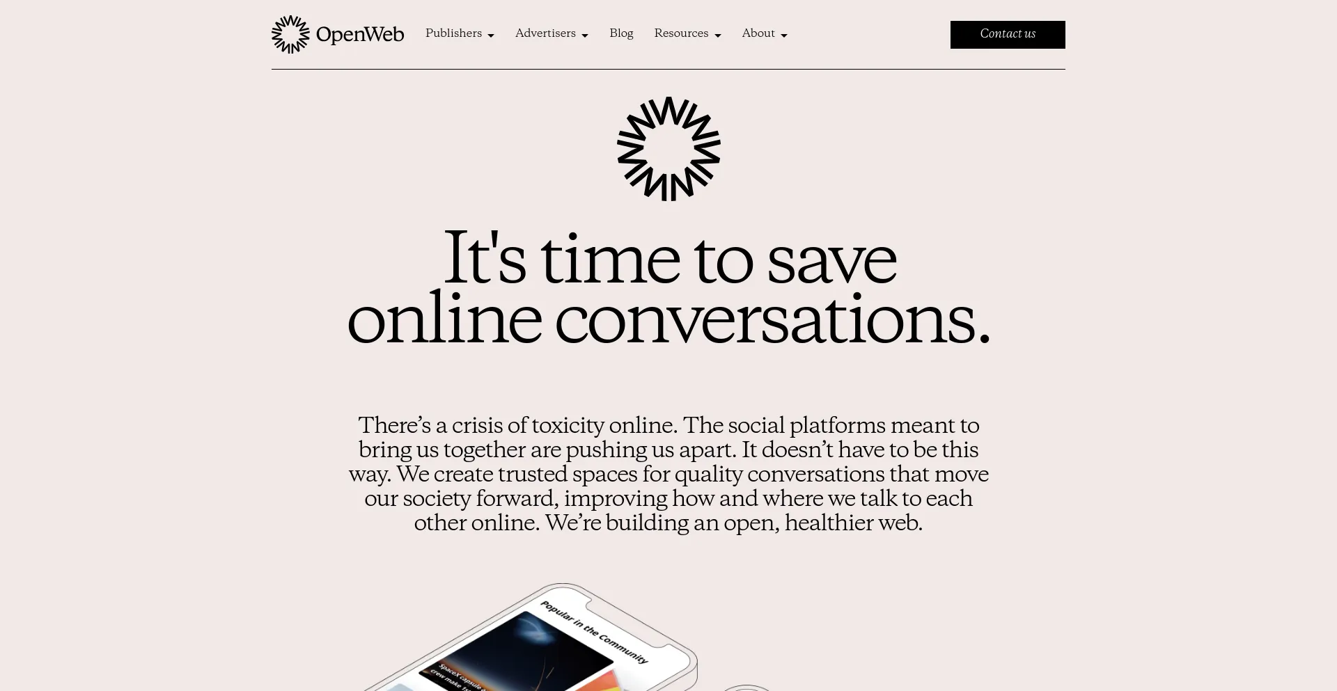 Screenshot of openweb.com homepage