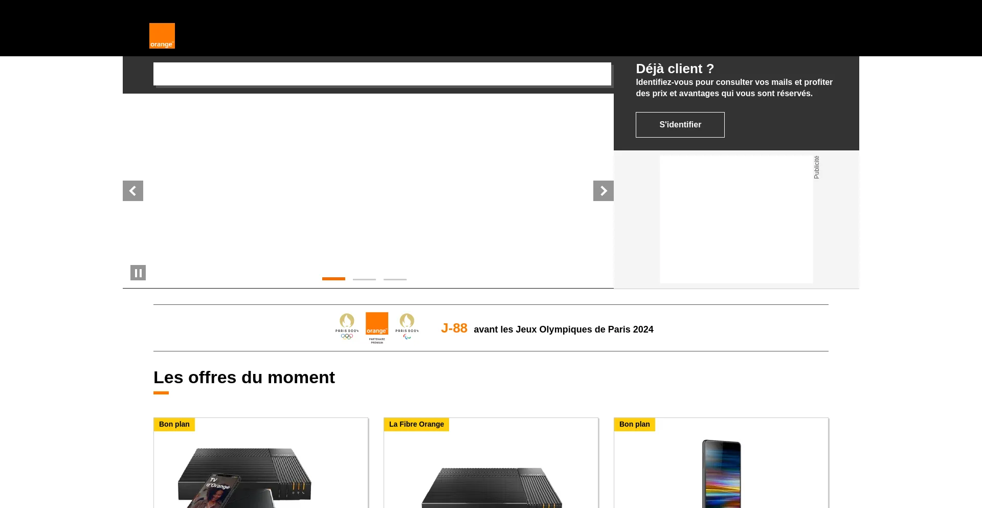 Screenshot of orange.fr homepage