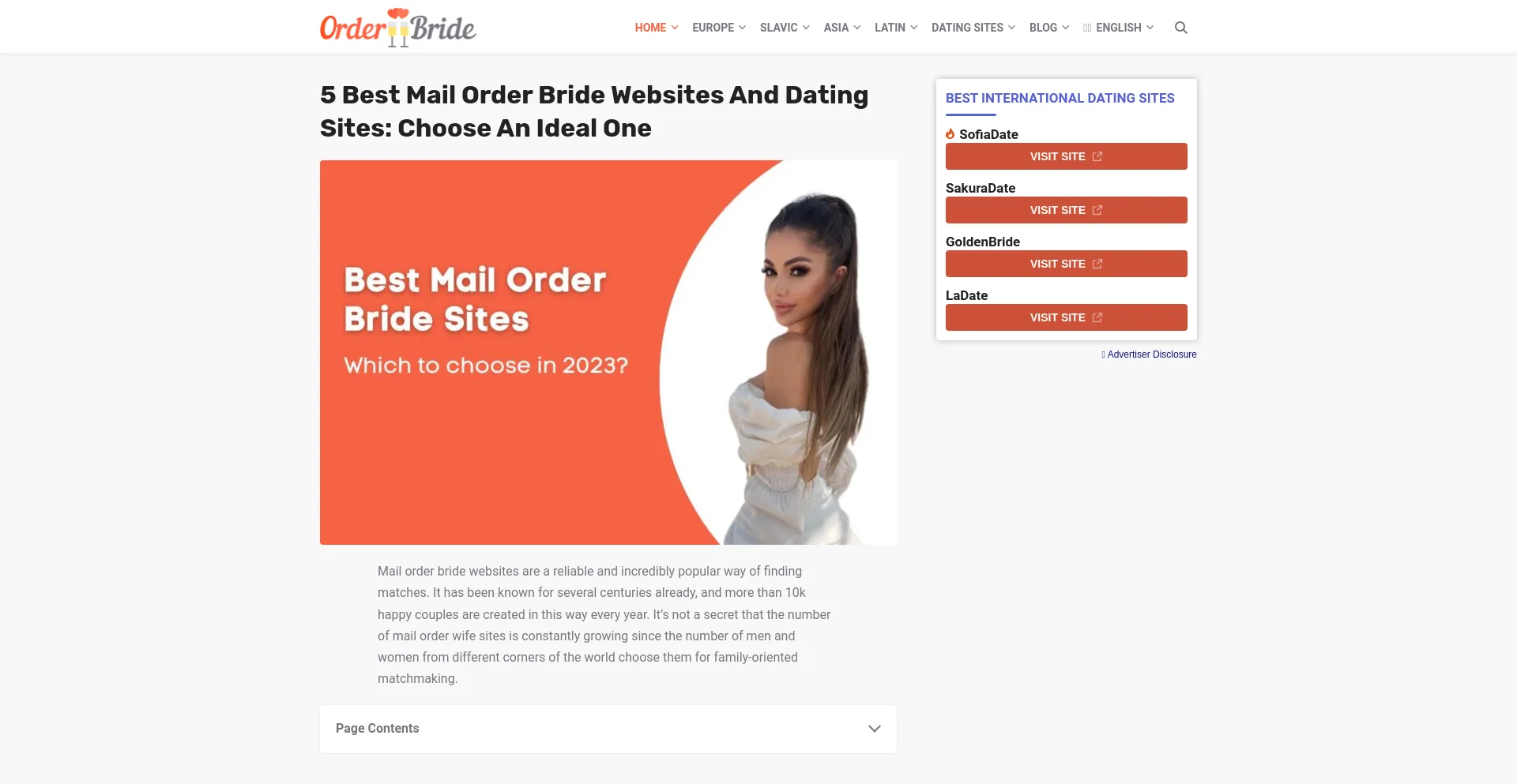 Screenshot of order-bride.com homepage