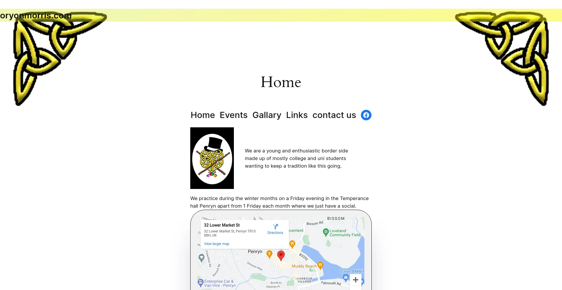 Screenshot of oryonmorris.com homepage