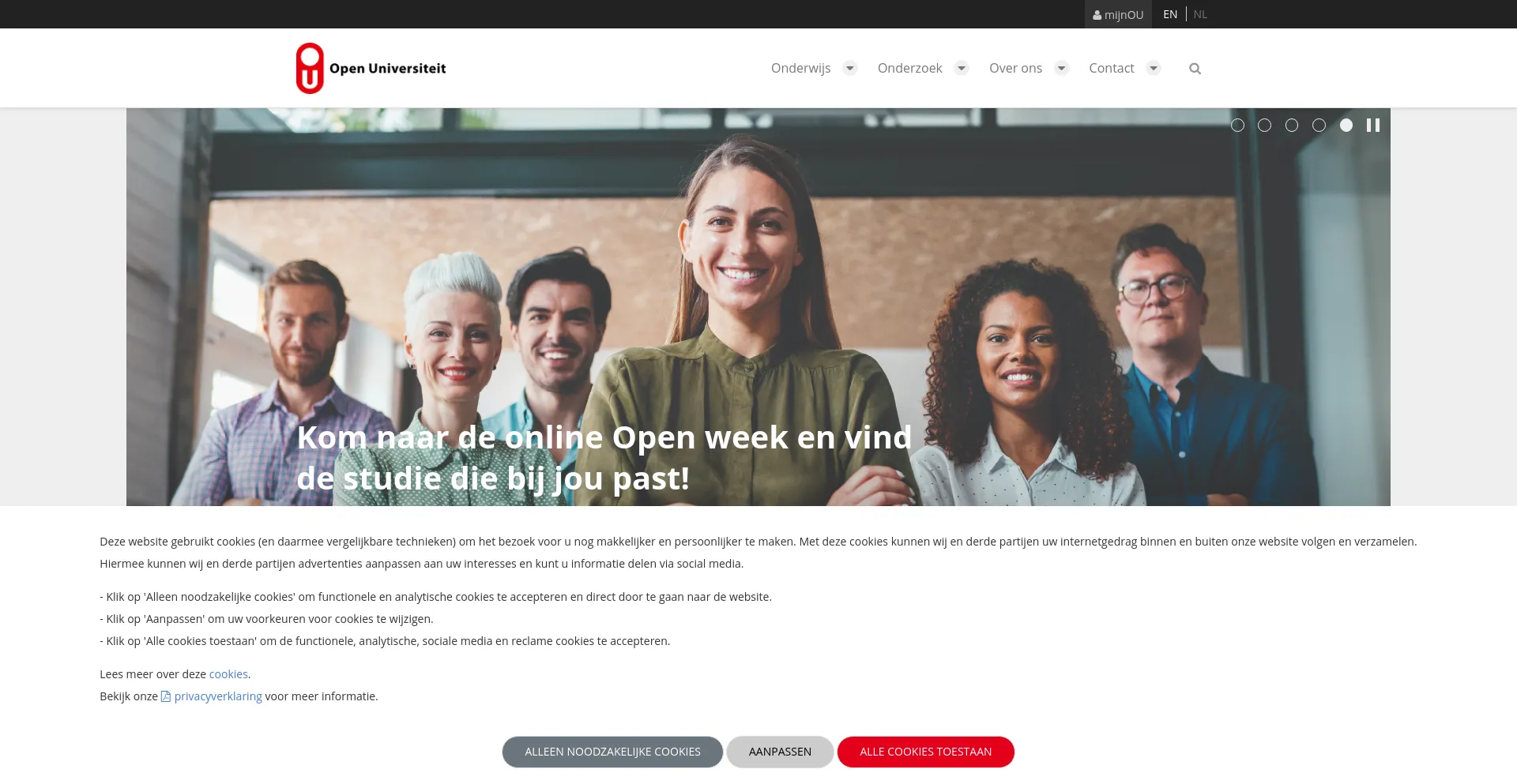 Screenshot of ou.nl homepage