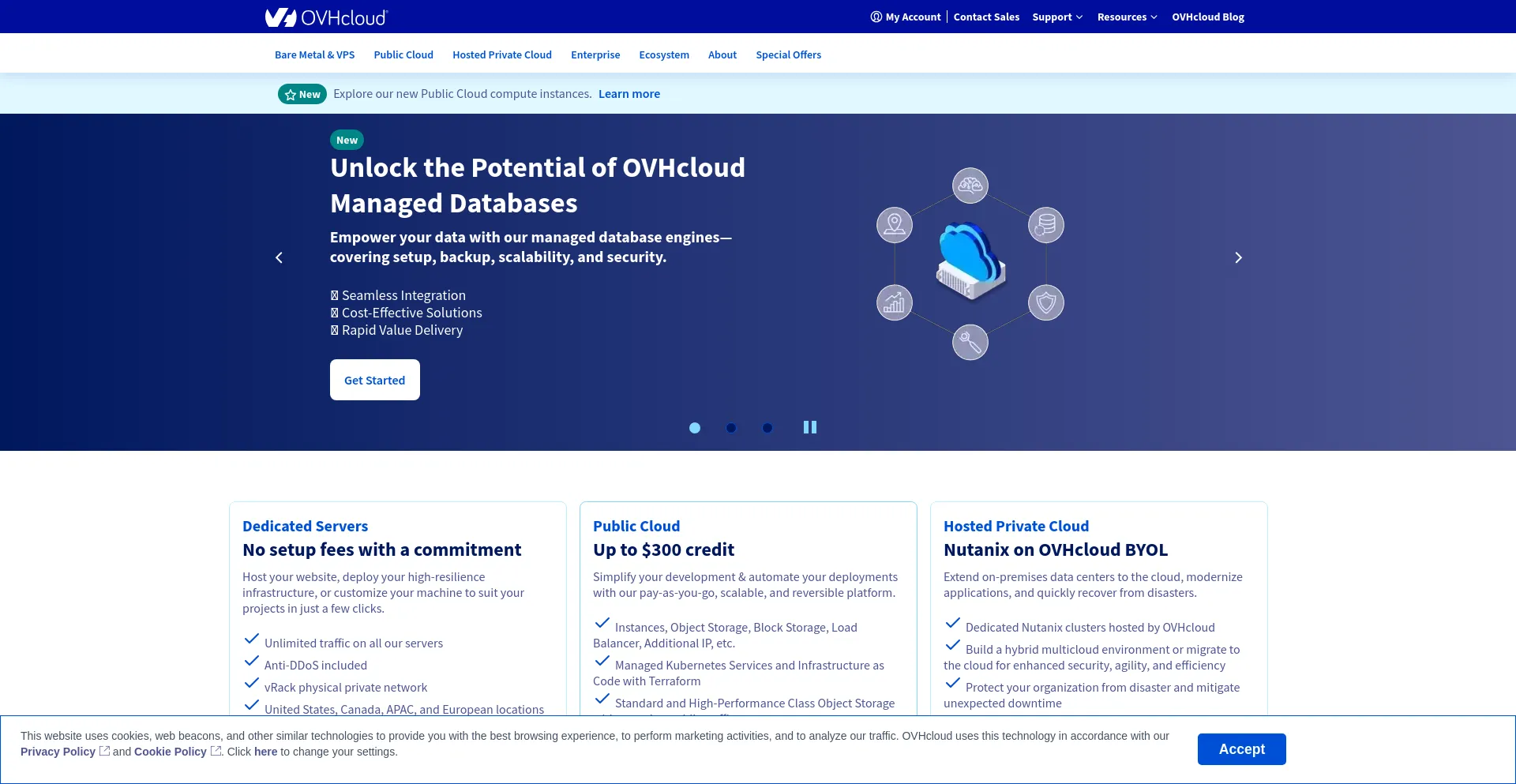 Screenshot of ovhcloud.com homepage