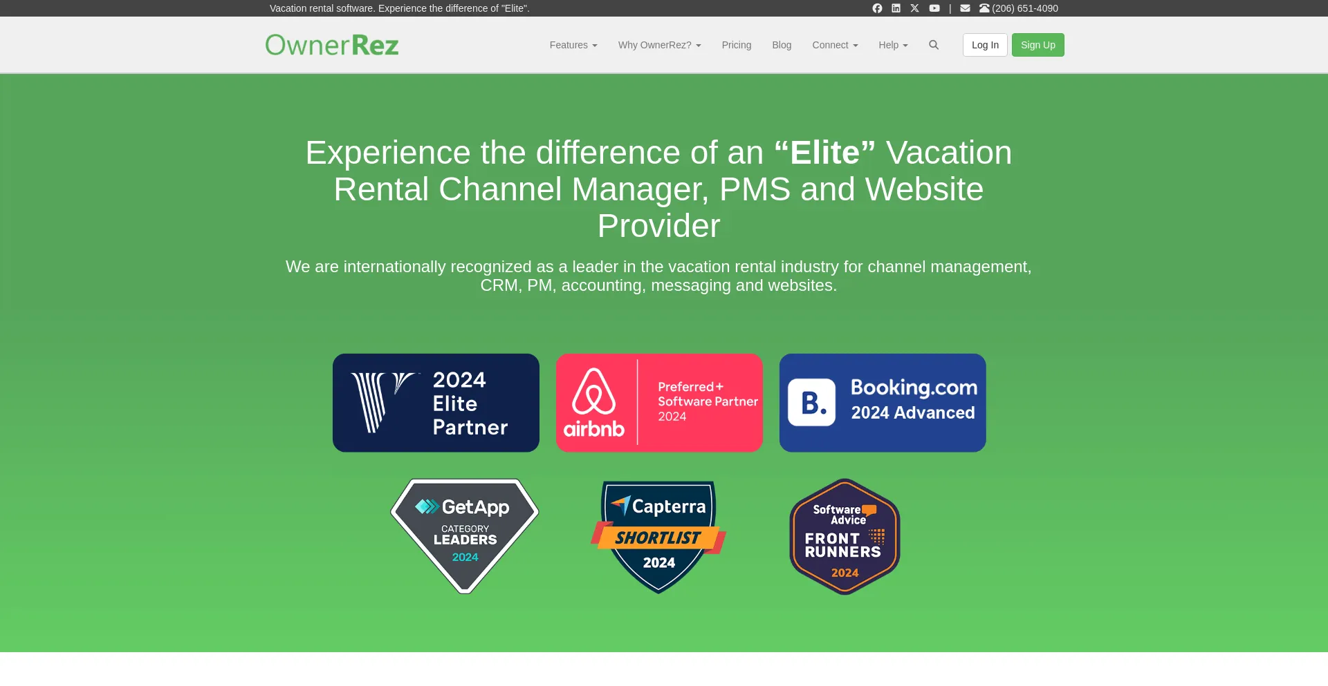 Screenshot of ownerrez.com homepage