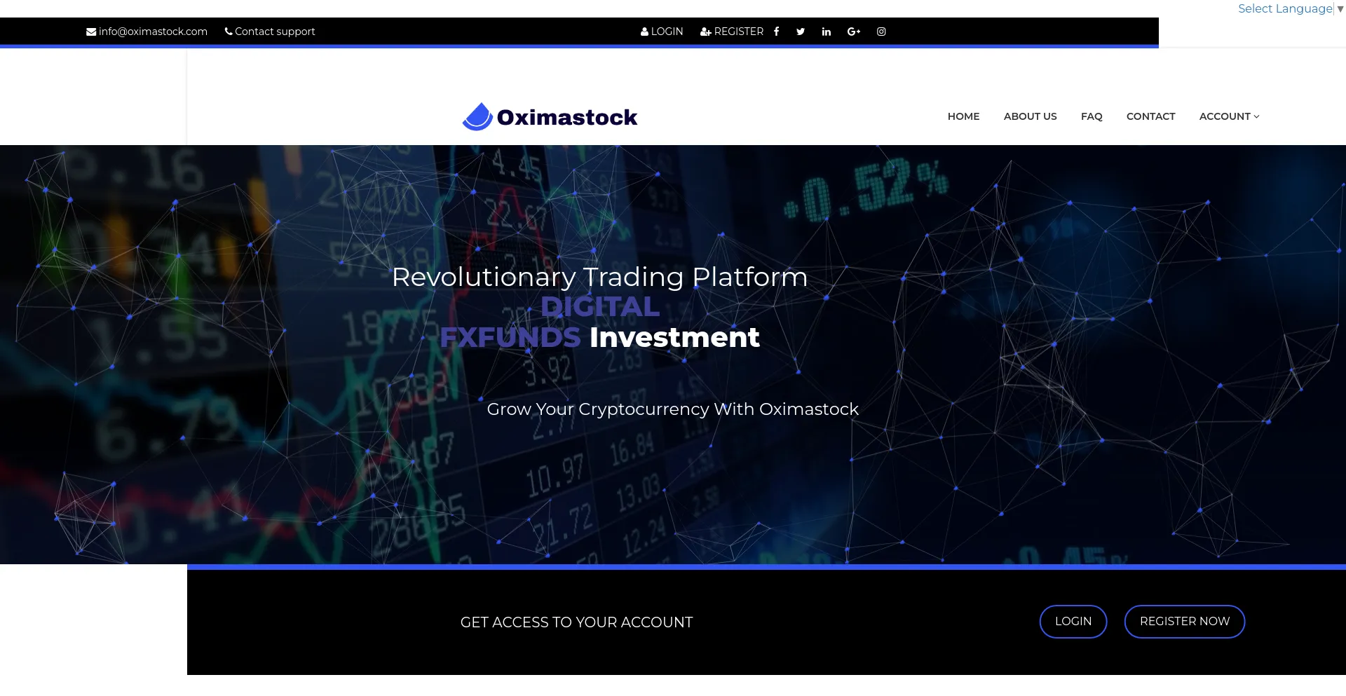 Screenshot of oximastock.com homepage