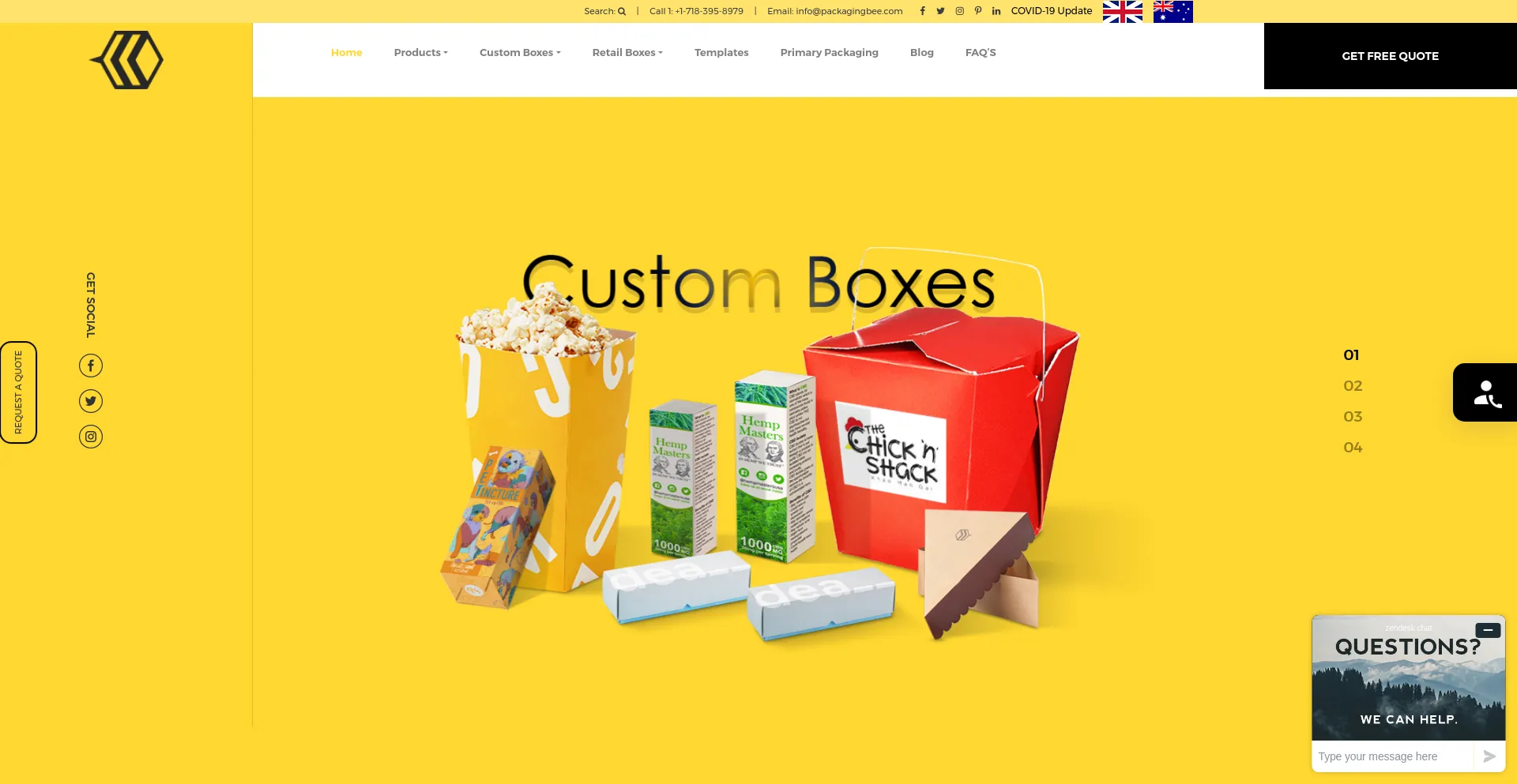 Screenshot of packagingbee.com homepage