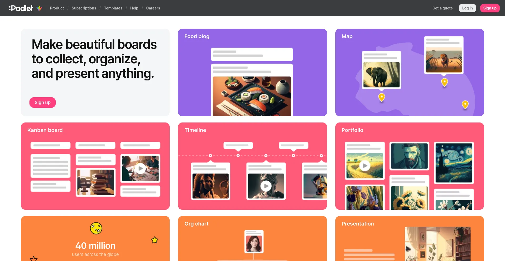 Screenshot of padlet.com homepage