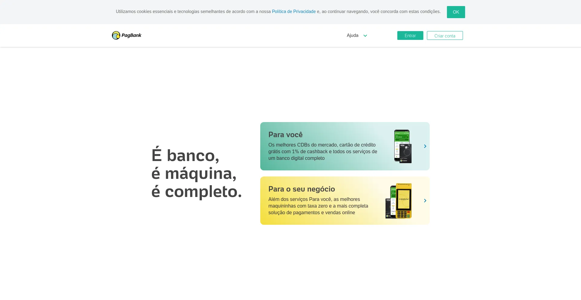 Screenshot of pagbank.com.br homepage