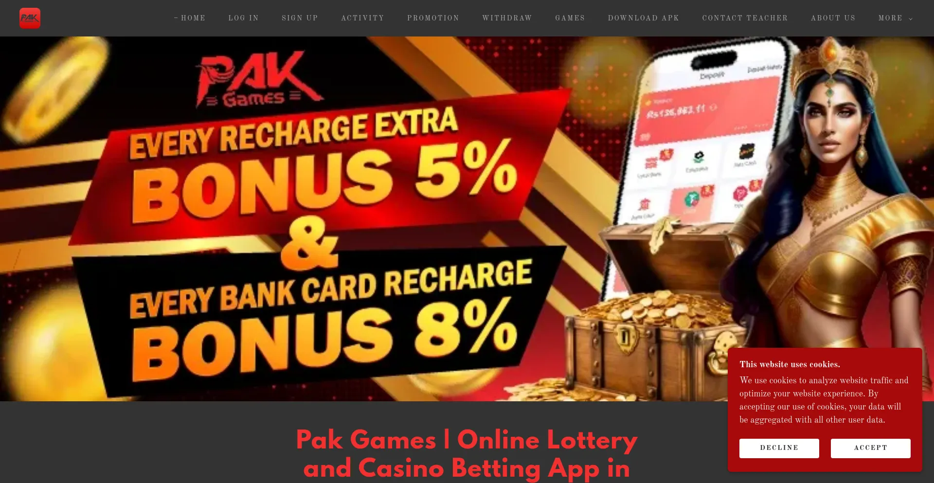 Screenshot of pakgames.club homepage