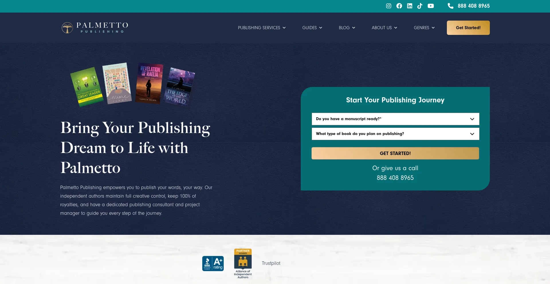 Screenshot of palmettopublishing.com homepage