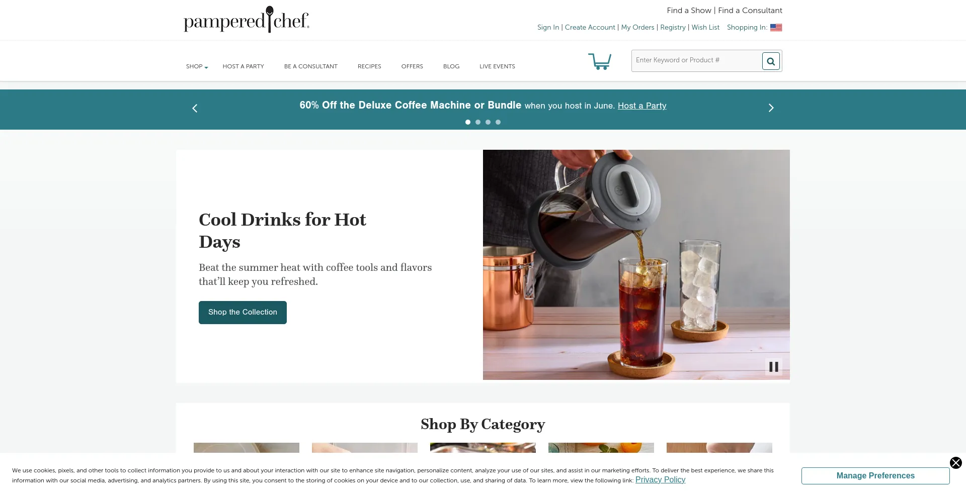 Screenshot of pamperedchef.com homepage