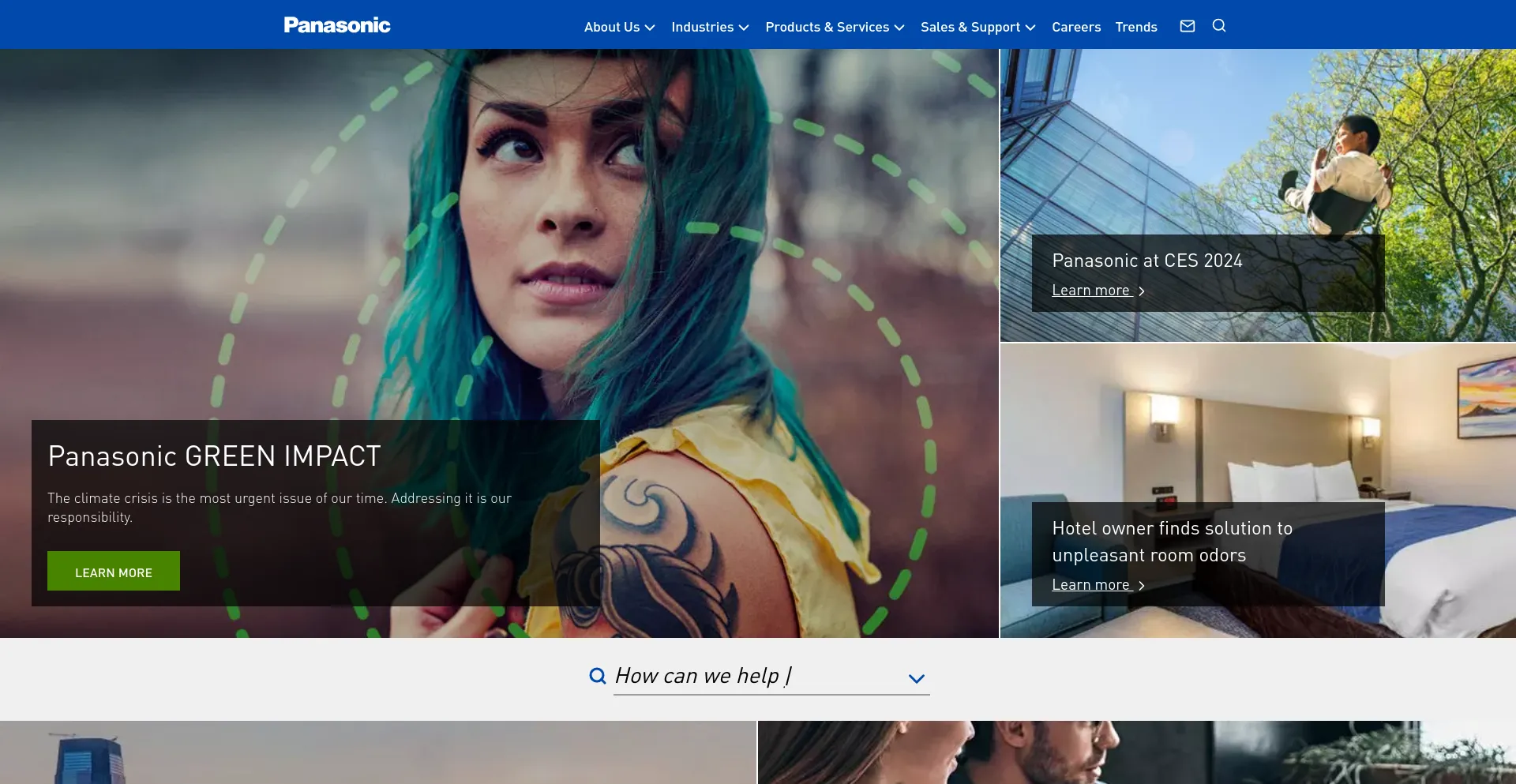 Screenshot of panasonic.com homepage