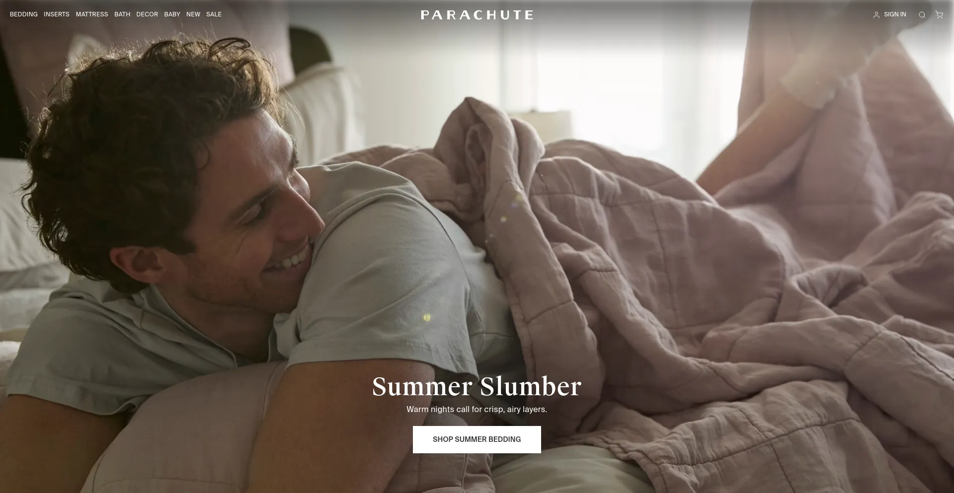 Screenshot of parachutehome.com homepage