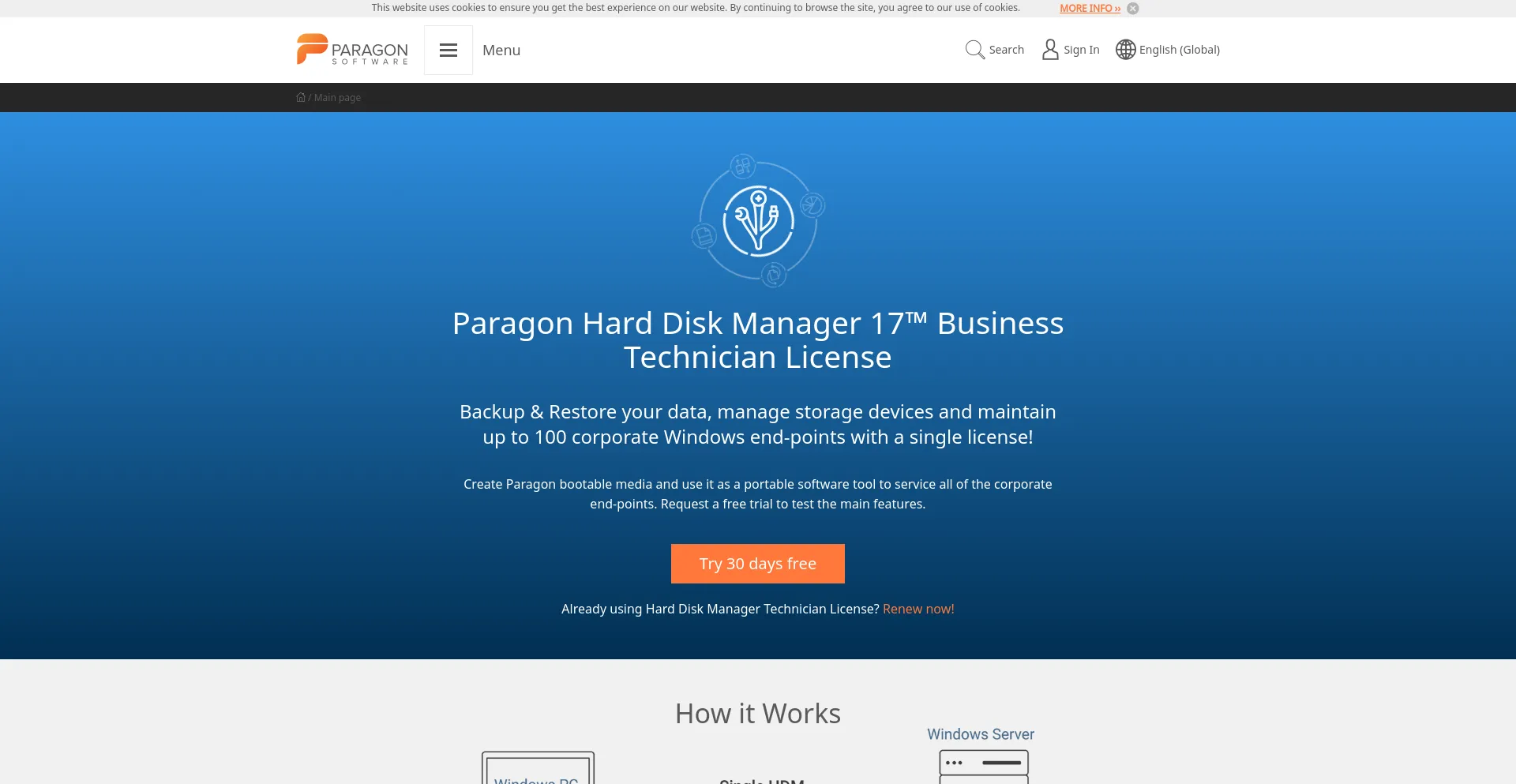 Screenshot of paragon-software.com homepage