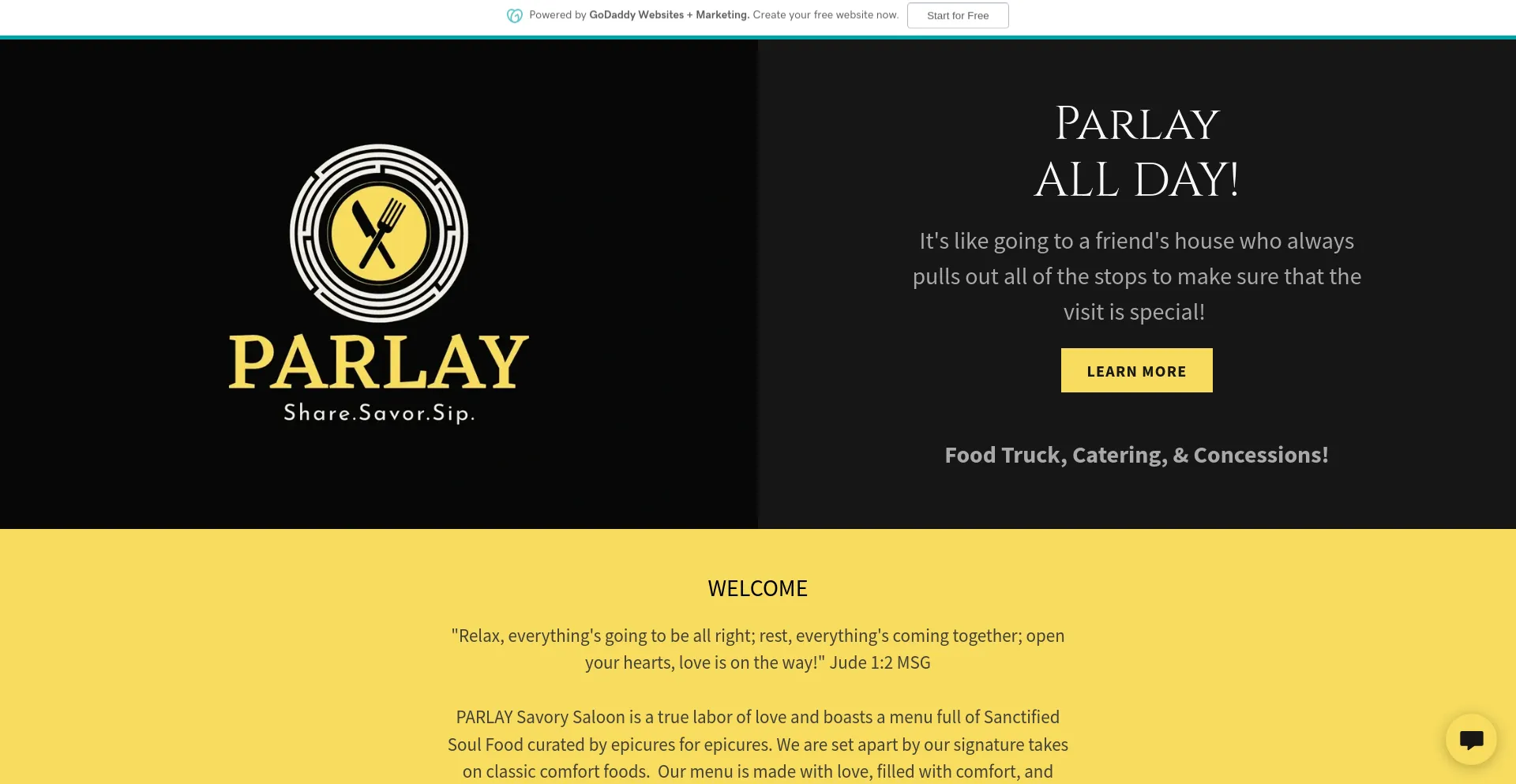 Screenshot of parlaysavorysaloon.com homepage