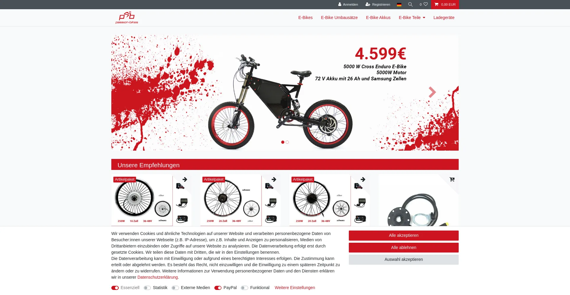 Screenshot of passion-bikes.de homepage