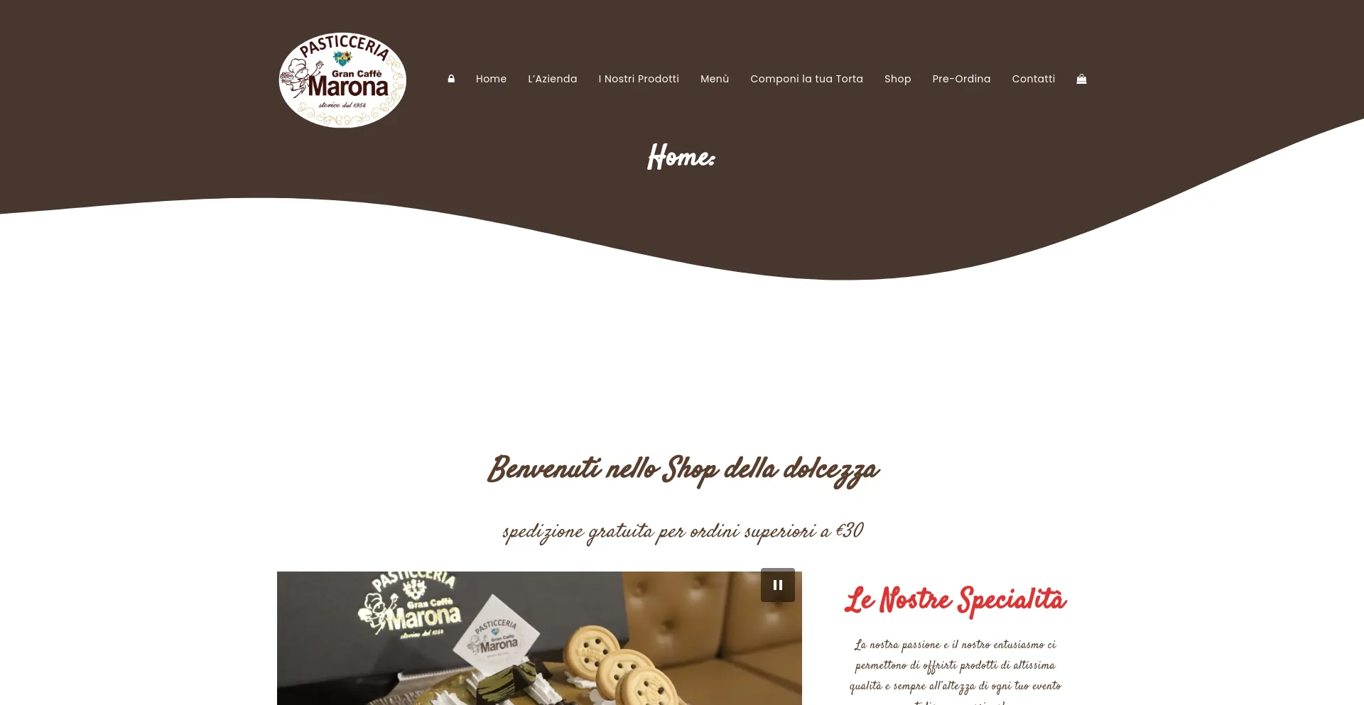 Screenshot of pasticceriamarona.com homepage