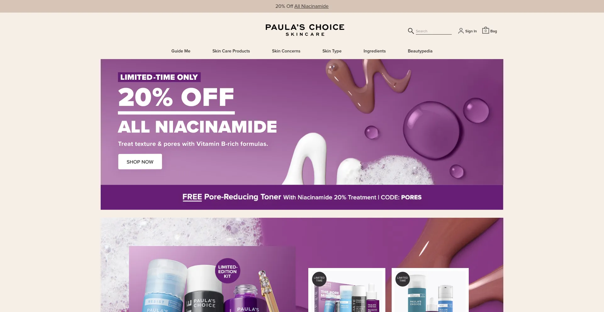 Screenshot of paulaschoice.com homepage