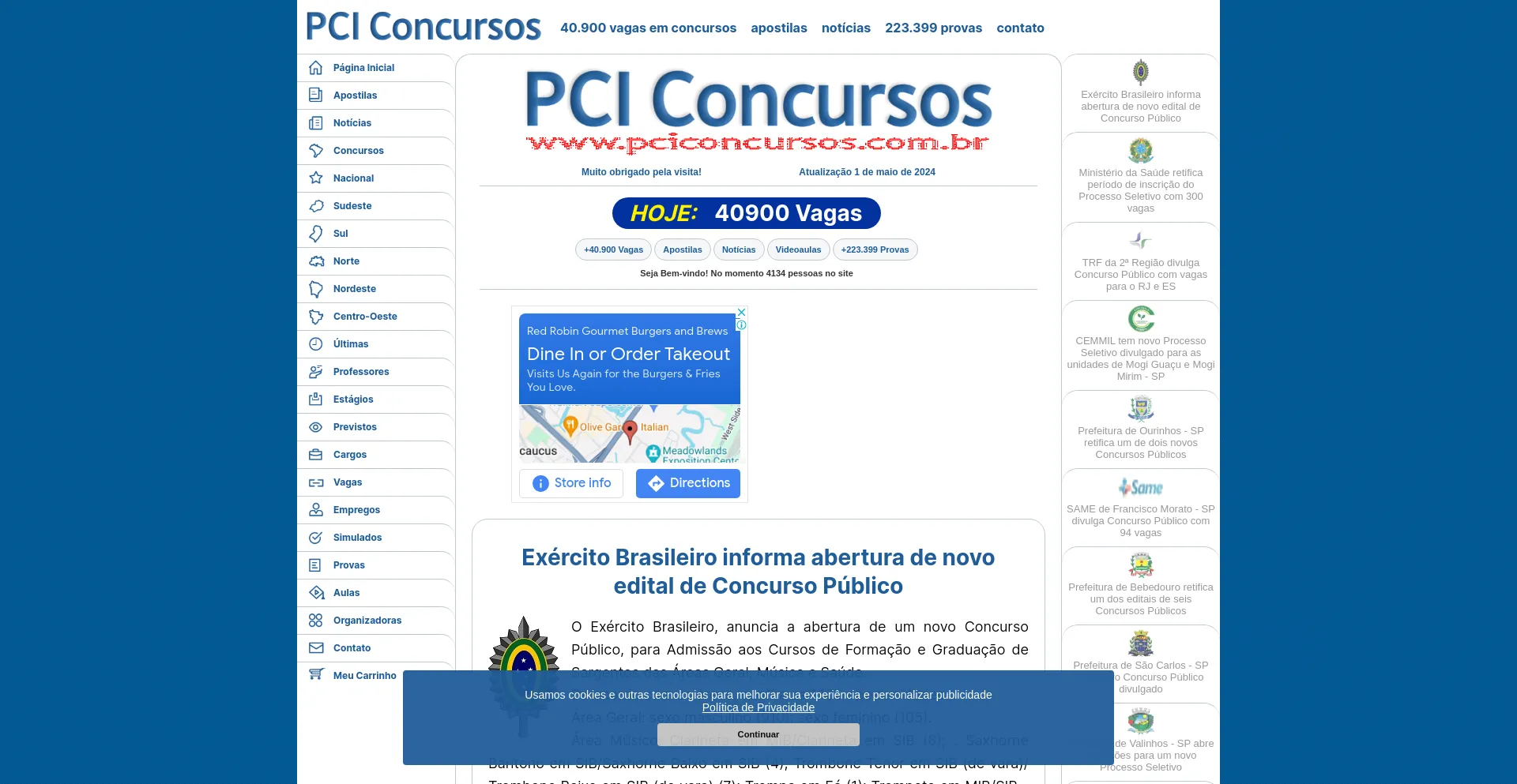 Screenshot of pciconcursos.com.br homepage