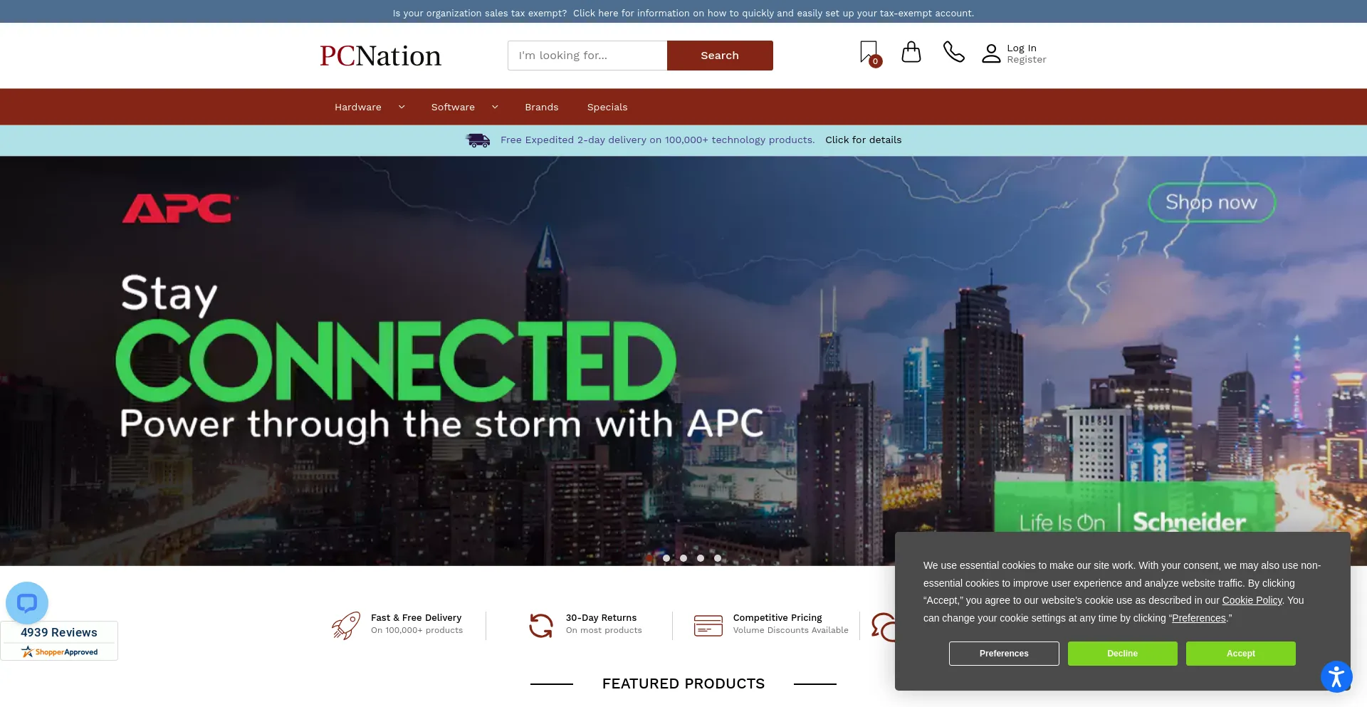 Screenshot of pcnation.com homepage