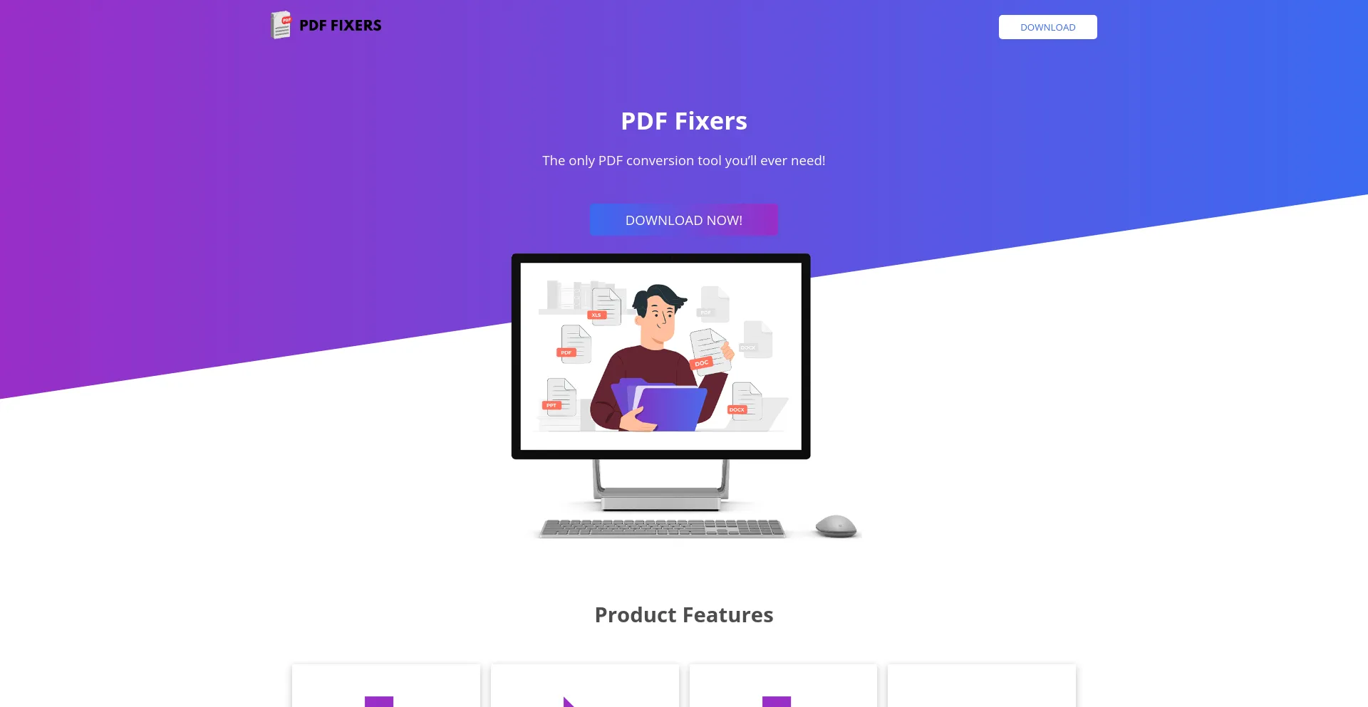 Screenshot of pdffixers.com homepage