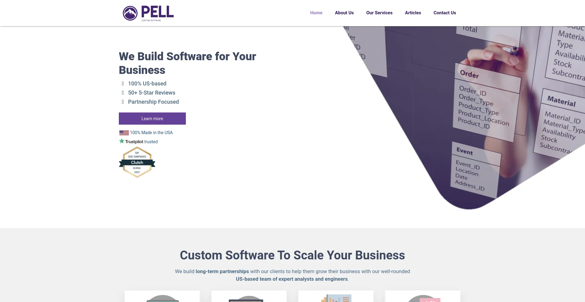 Screenshot of pellsoftware.com homepage