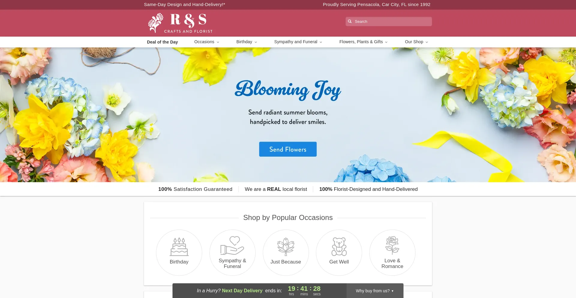 Screenshot of pensacolasflorist.com homepage