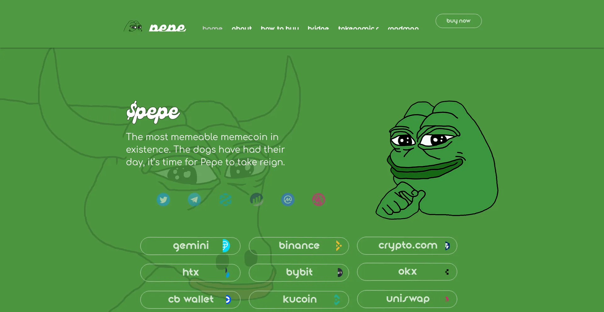 Screenshot of pepe.com homepage