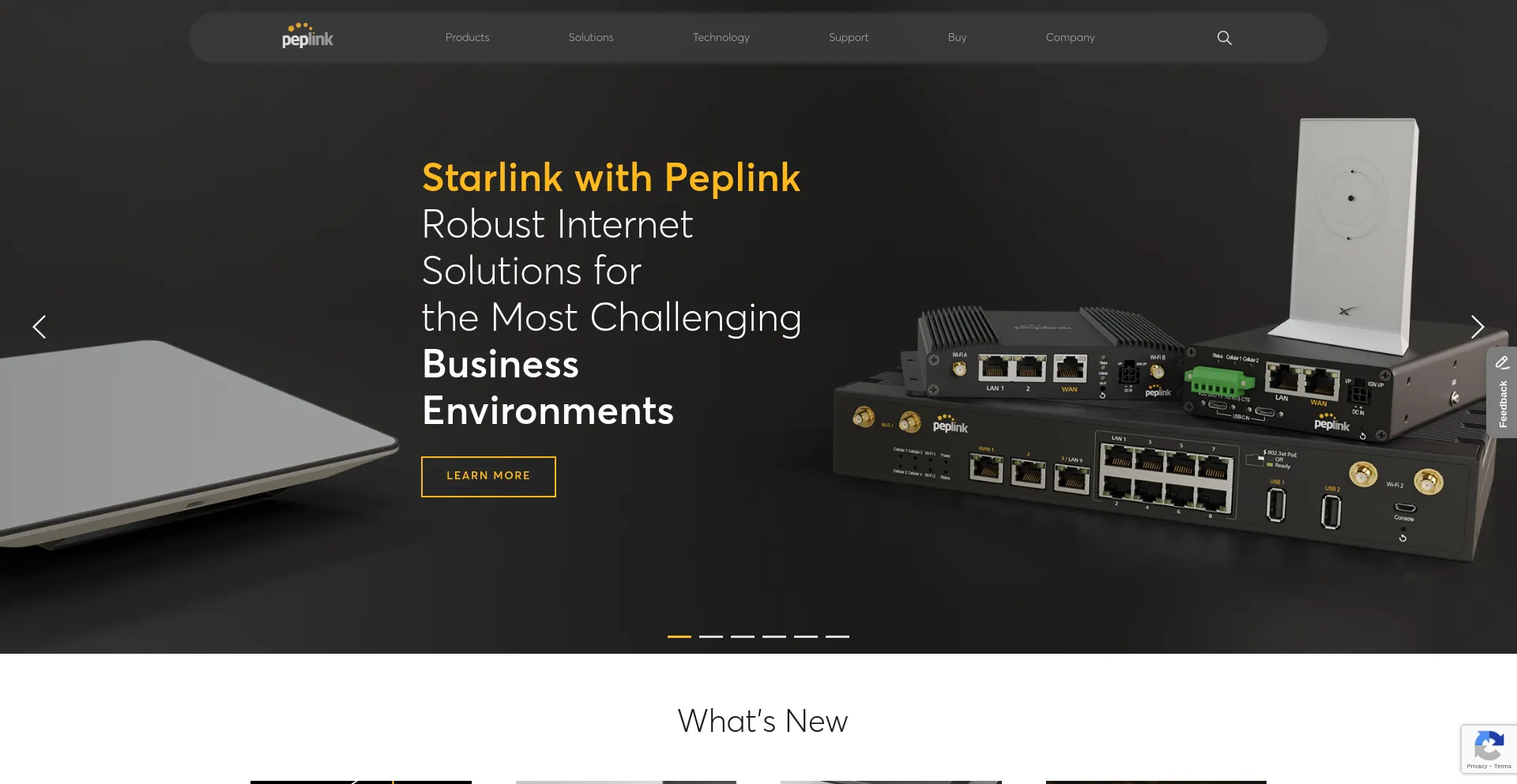 Screenshot of peplink.com homepage