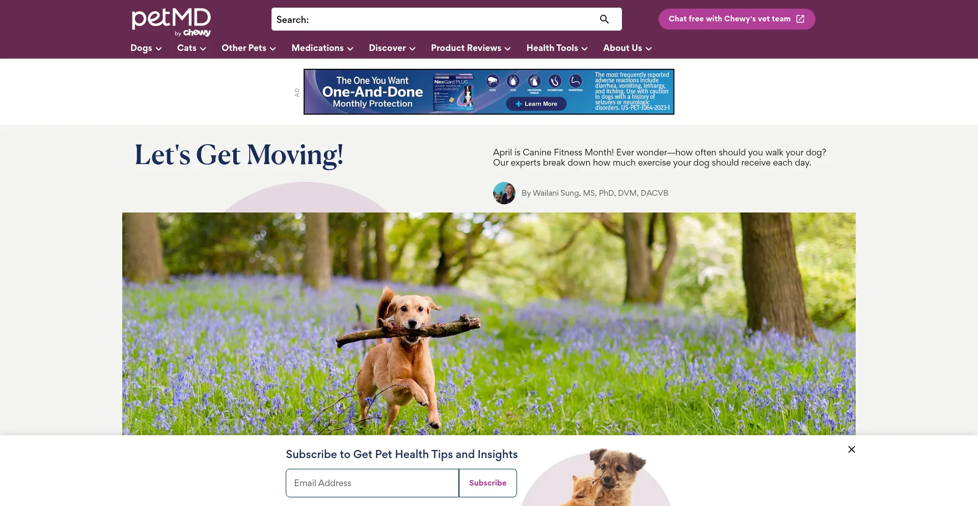 Screenshot of petmd.com homepage