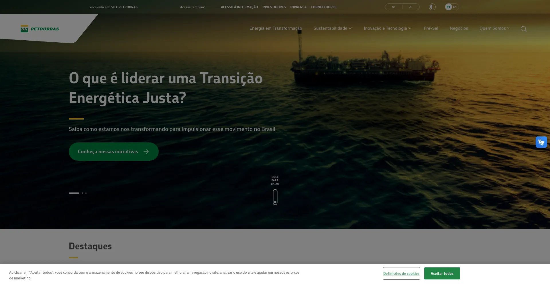 Screenshot of petrobras.com.br homepage