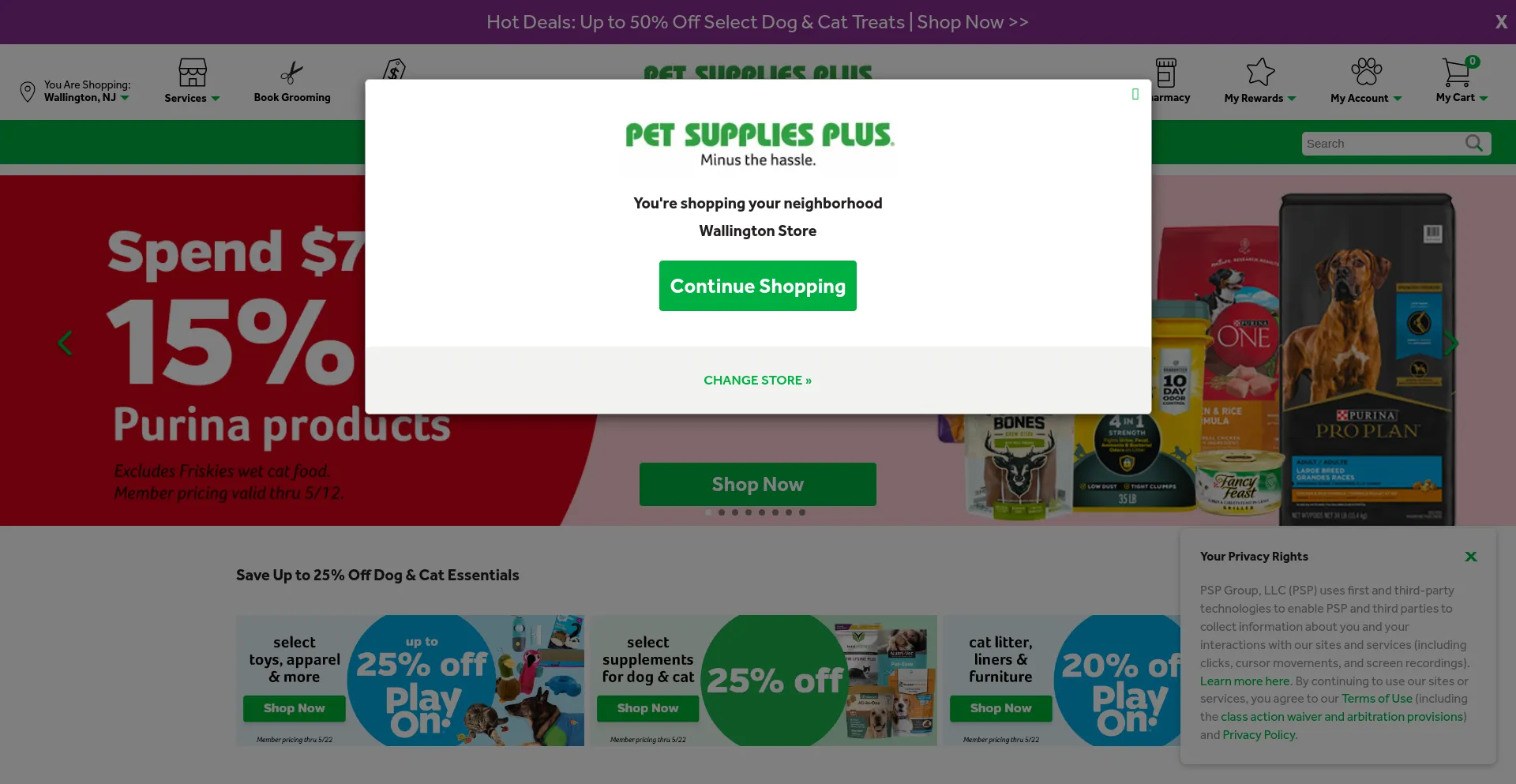 Screenshot of petsuppliesplus.com homepage