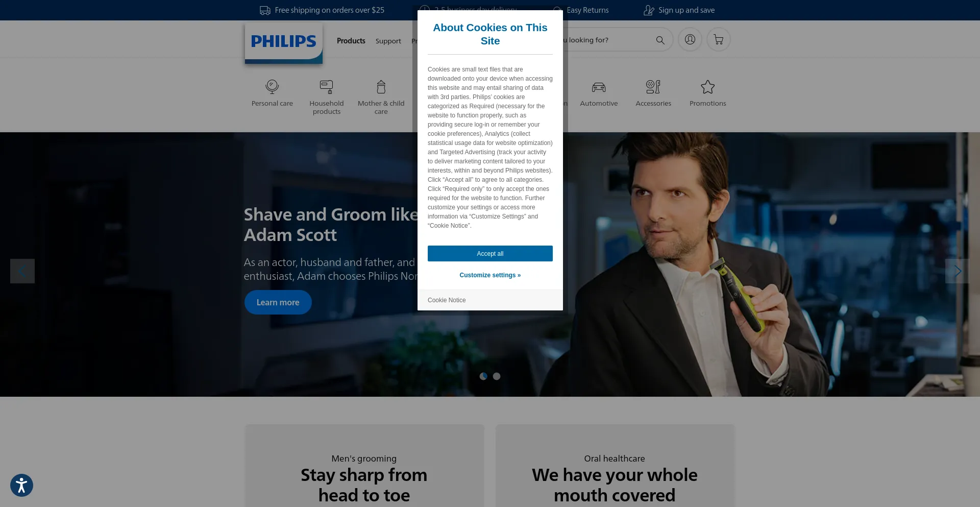 Screenshot of philips.com homepage