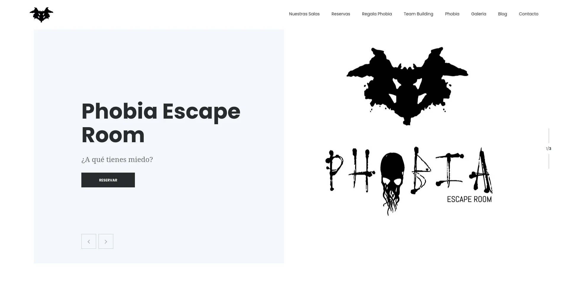 Screenshot of phobiaescaperoom.com homepage