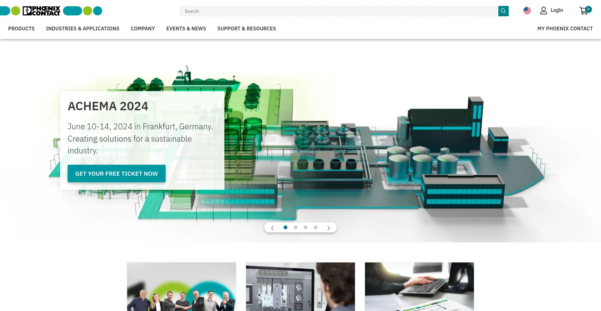 Screenshot of phoenixcontact.com homepage