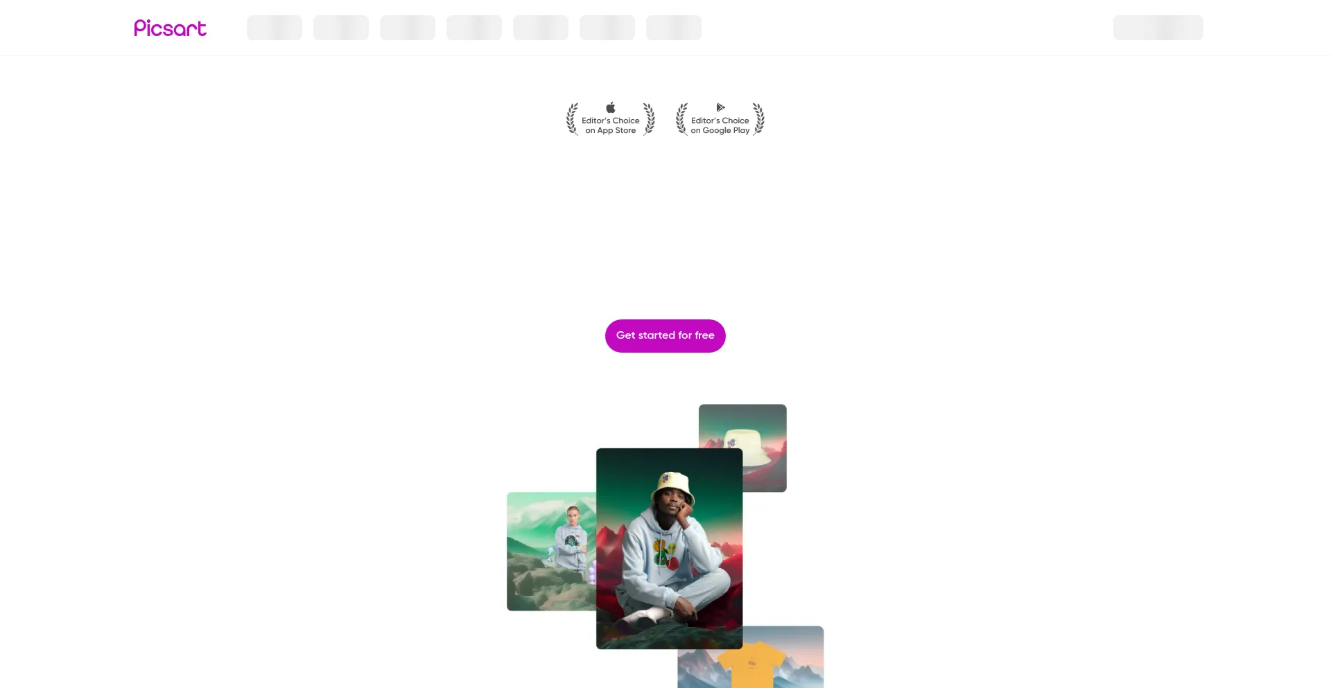 Screenshot of picsart.com homepage