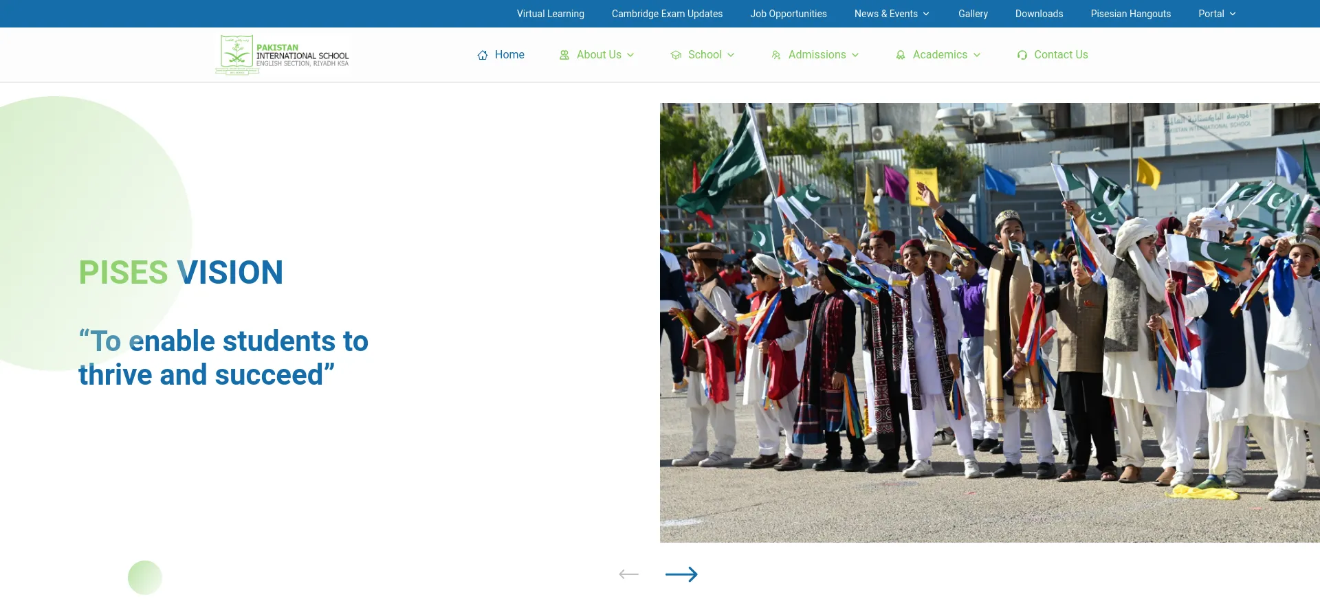 Screenshot of pises.edu.sa homepage