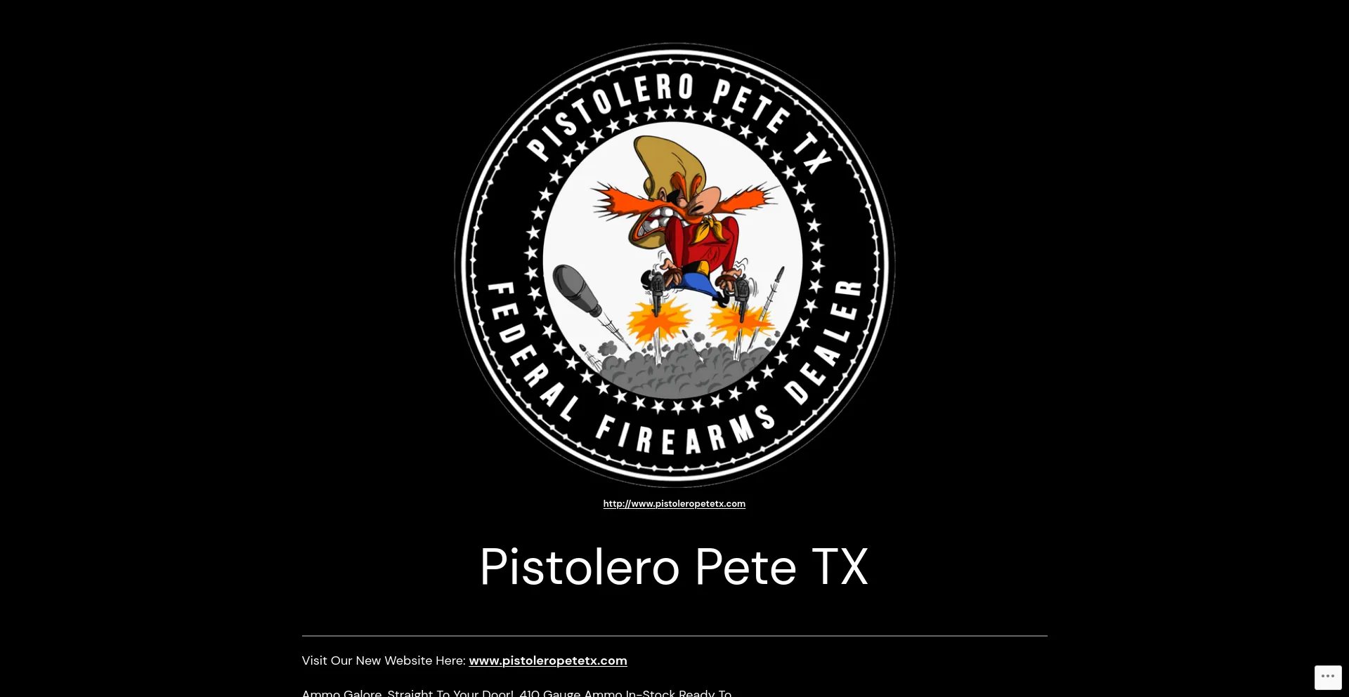 Screenshot of pistoleropetetx.com homepage