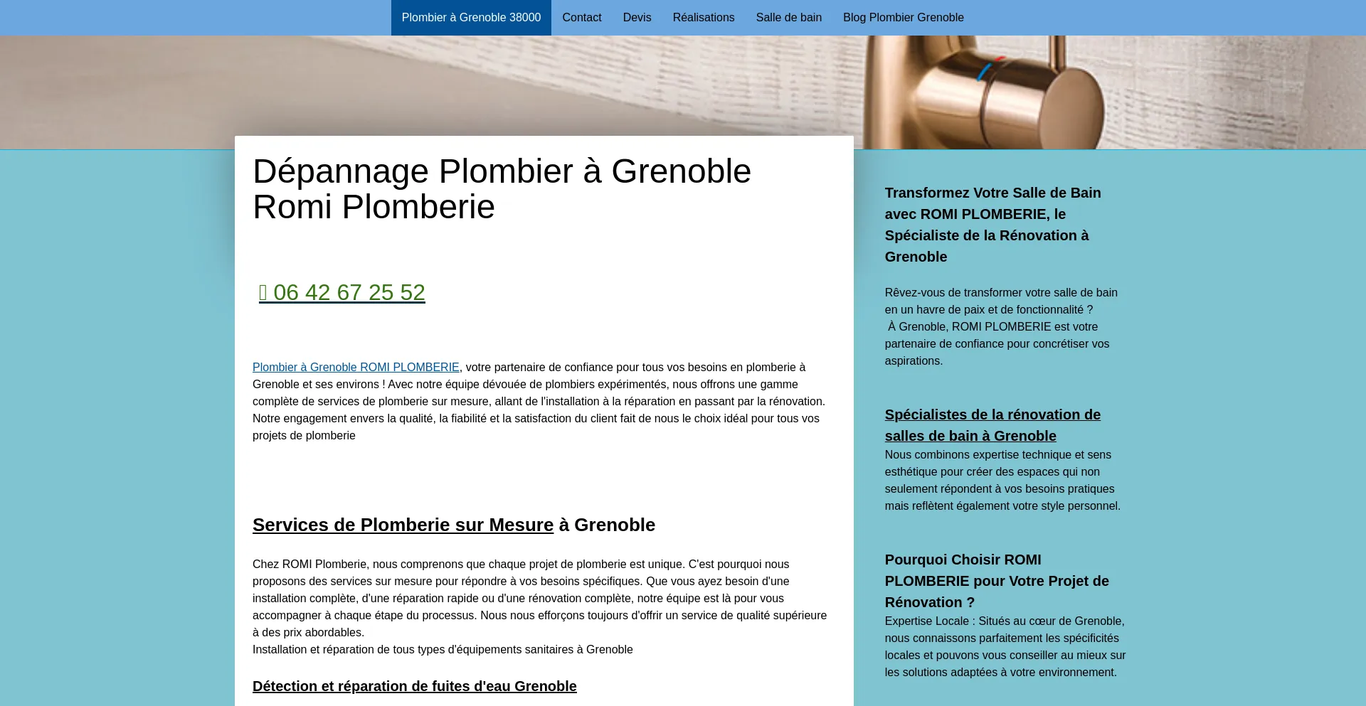 Screenshot of plombier-grenoble.com homepage