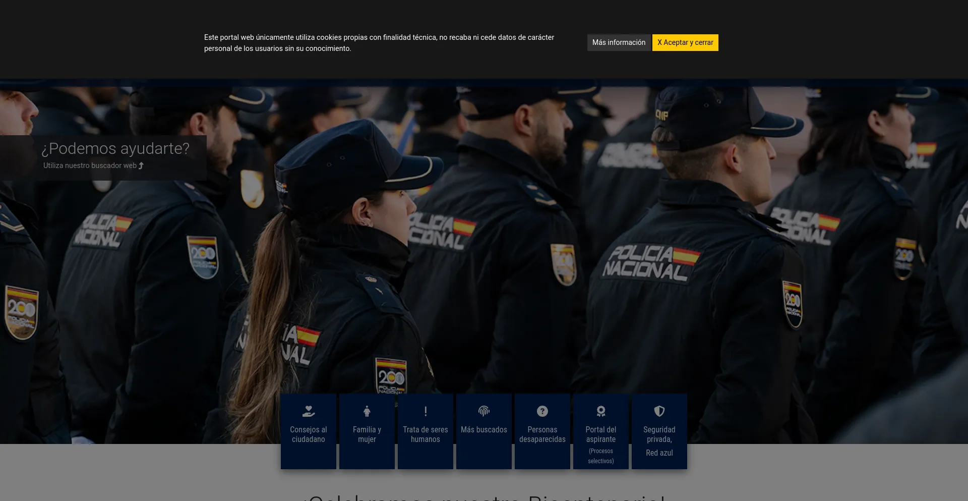 Screenshot of policia.es homepage