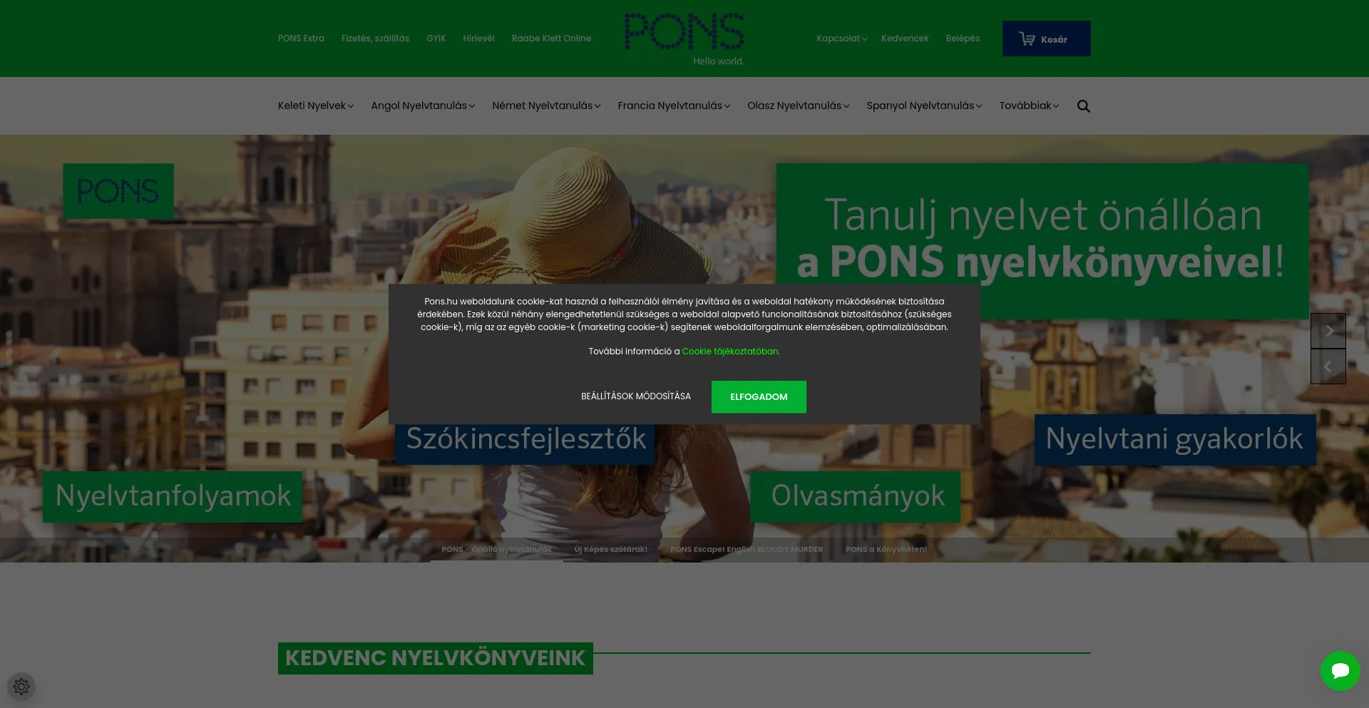 Screenshot of pons.hu homepage