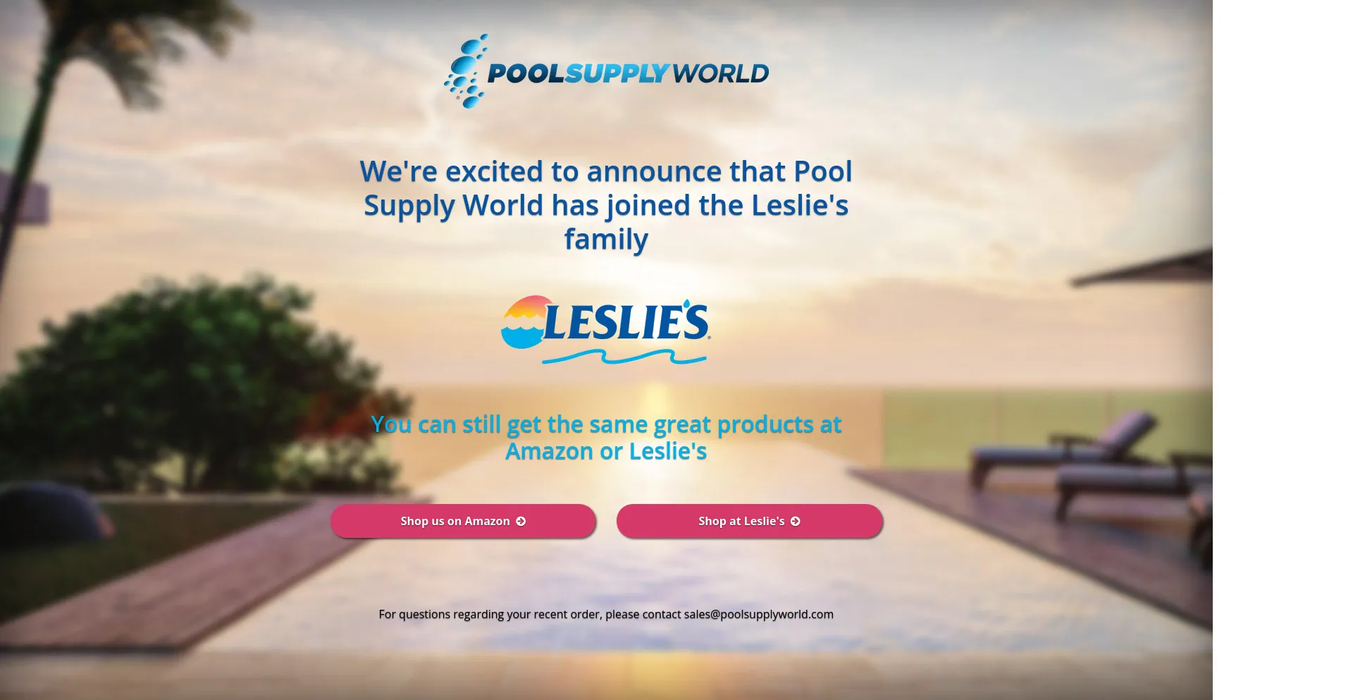 Screenshot of poolsupplyworld.com homepage