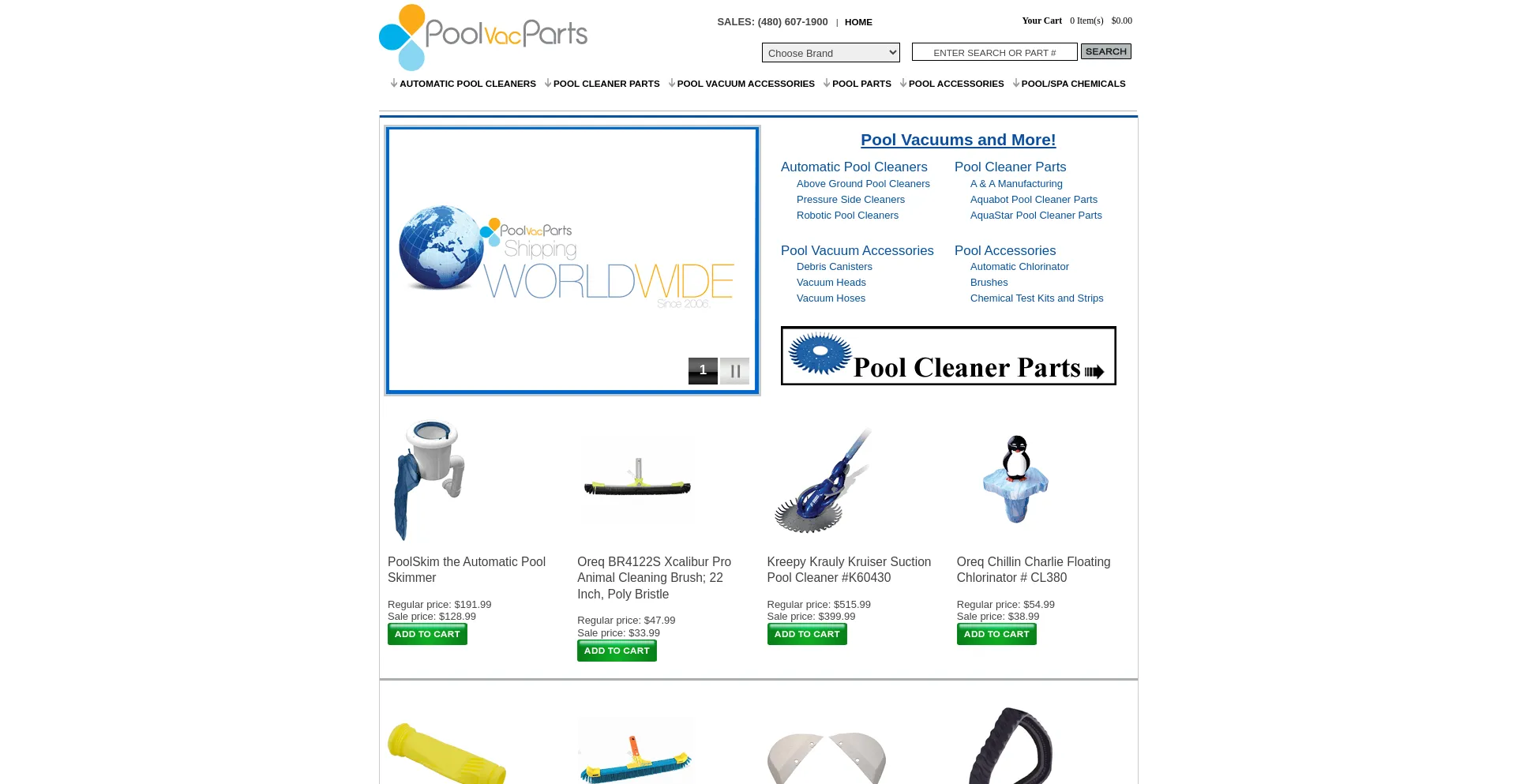 Screenshot of poolvacparts.com homepage