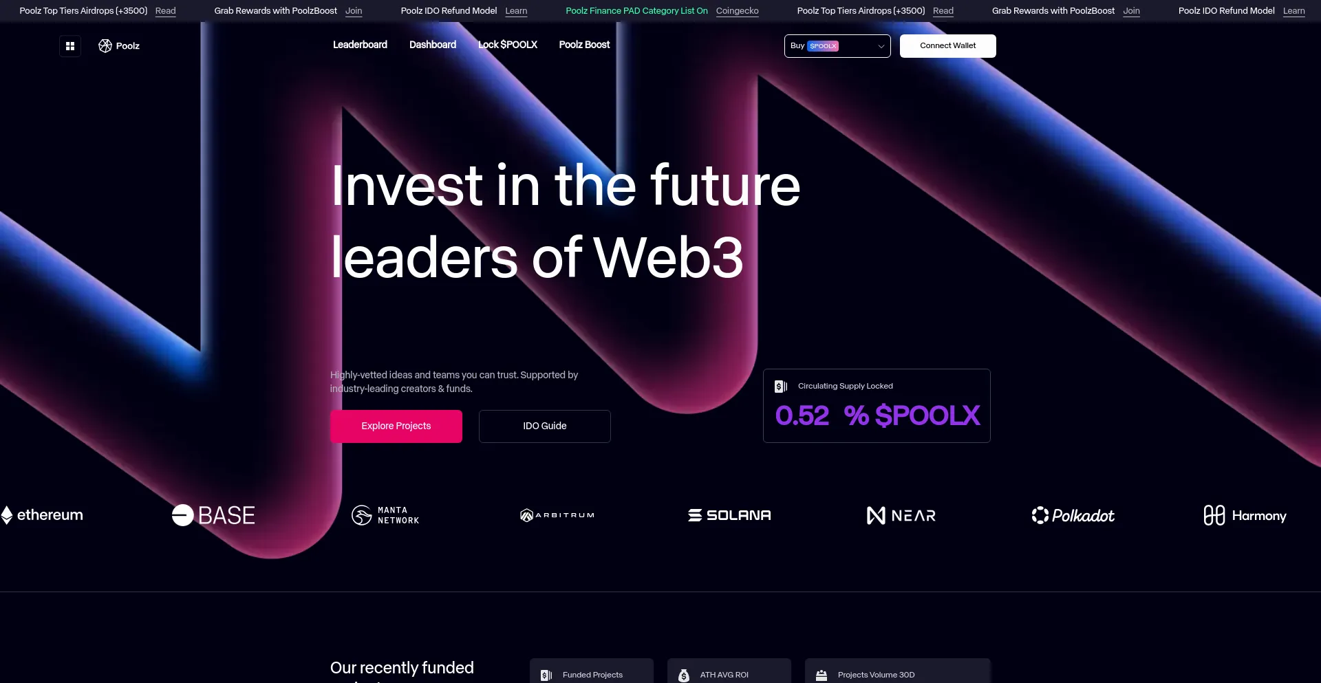 Screenshot of poolz.finance homepage