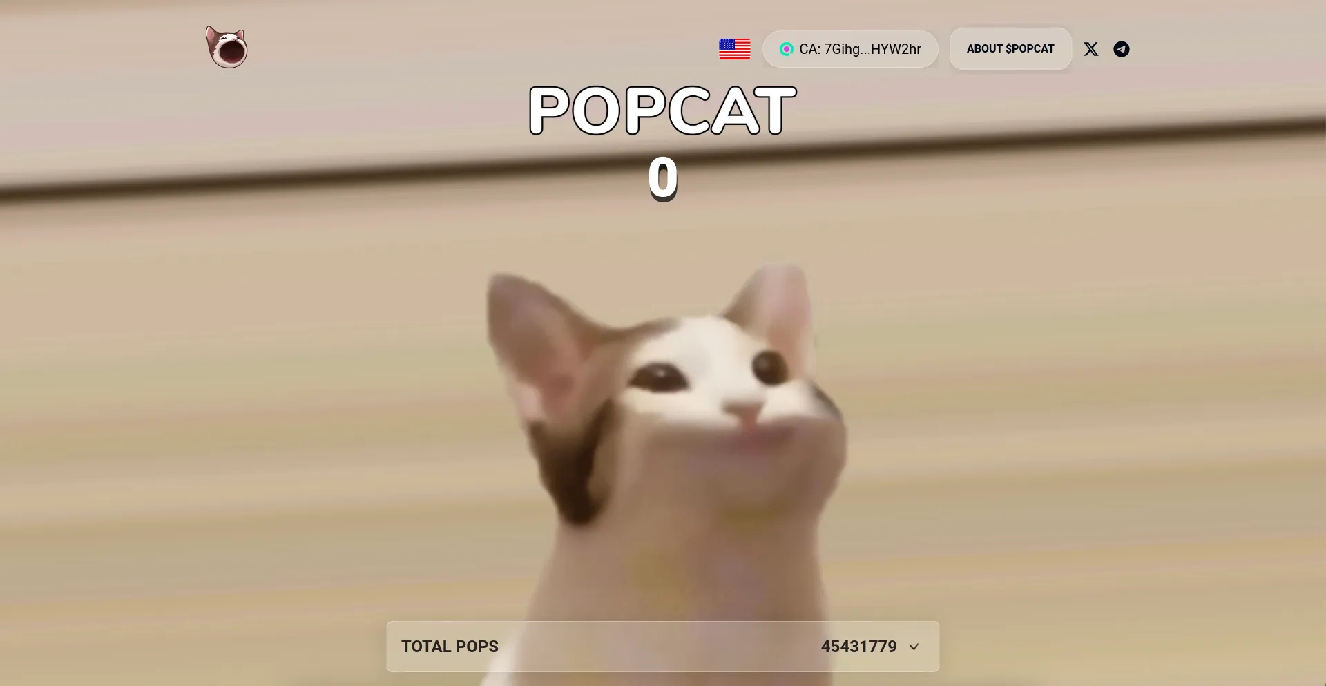 Screenshot of popcatsolana.xyz homepage