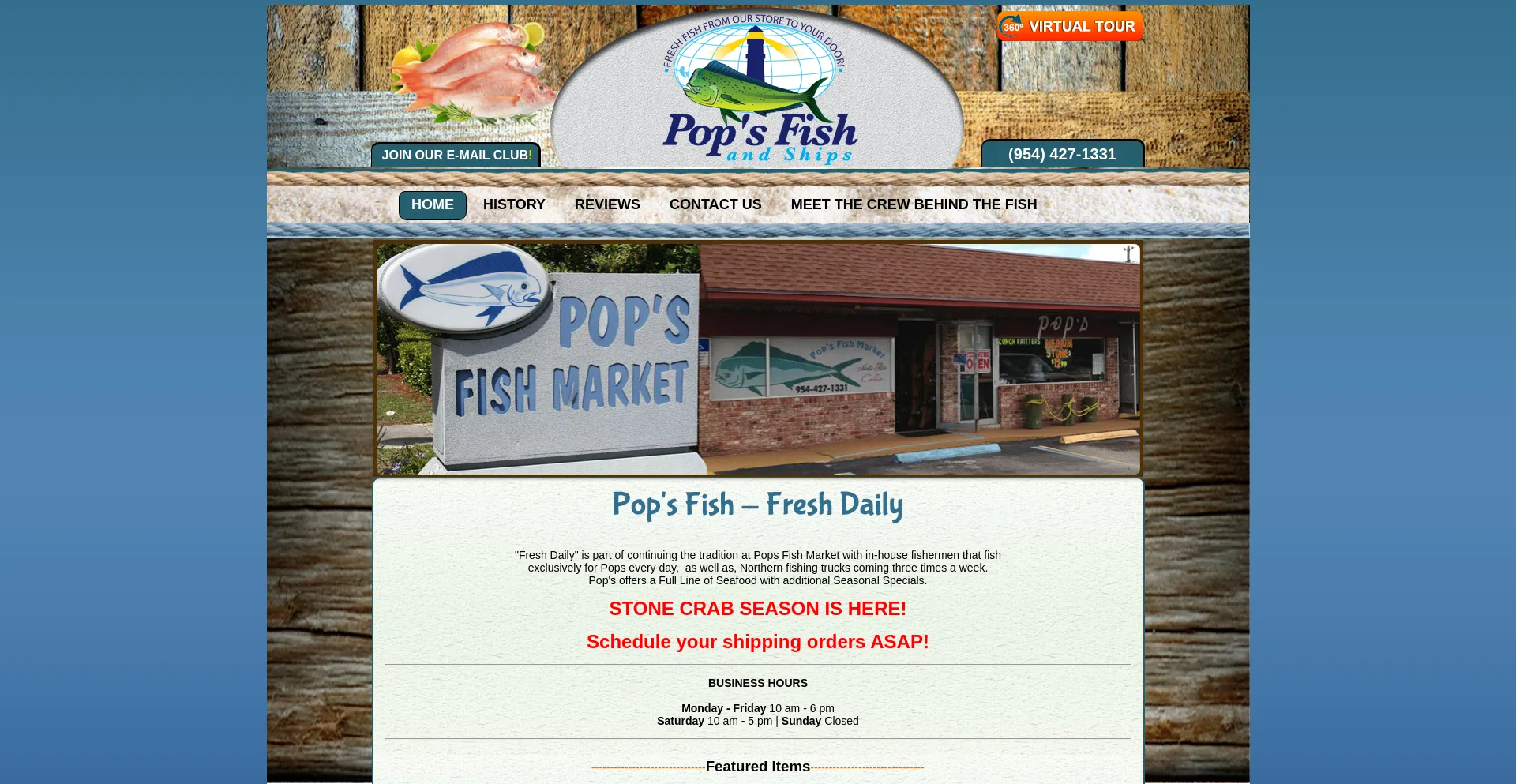 Screenshot of popsfishmarket.net homepage