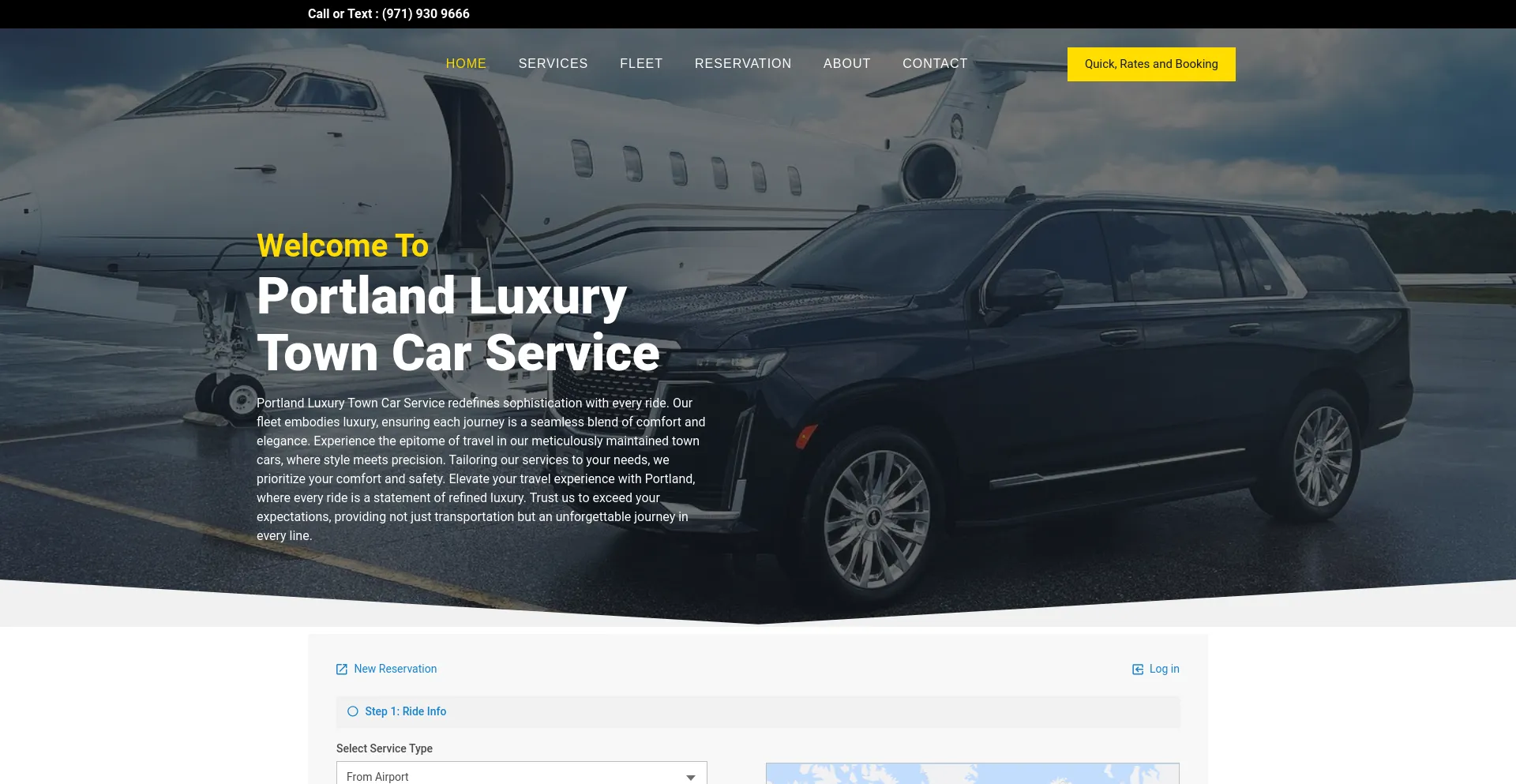 Screenshot of portlandluxcar.com homepage