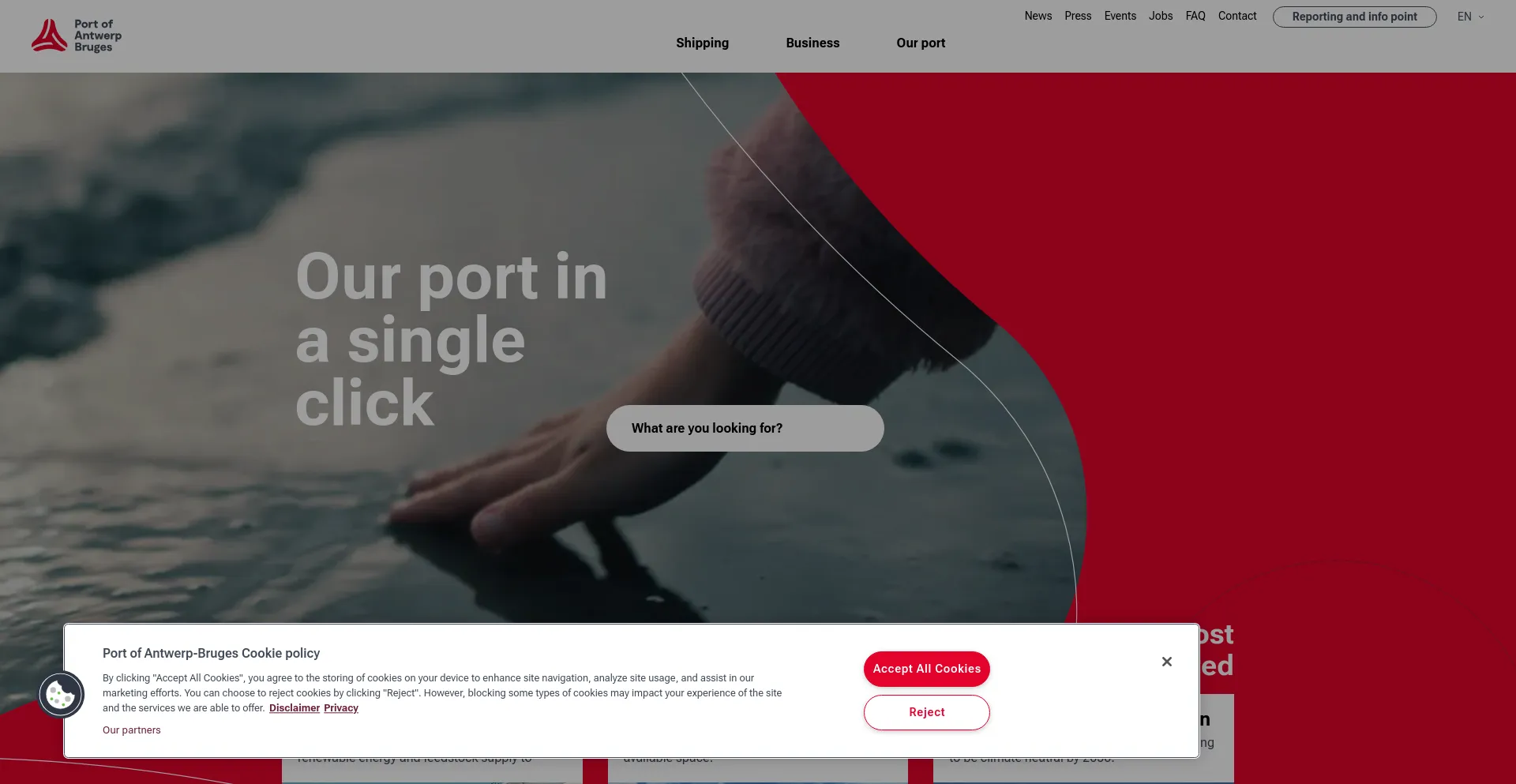 Screenshot of portofantwerpbruges.com homepage