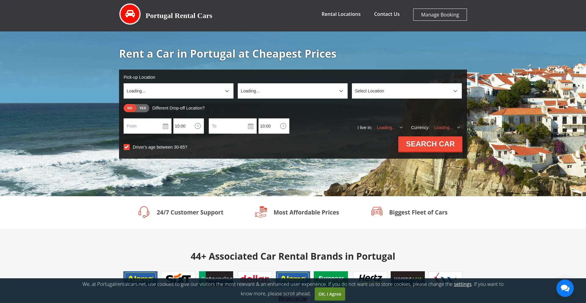 Screenshot of portugalrentalcars.net homepage